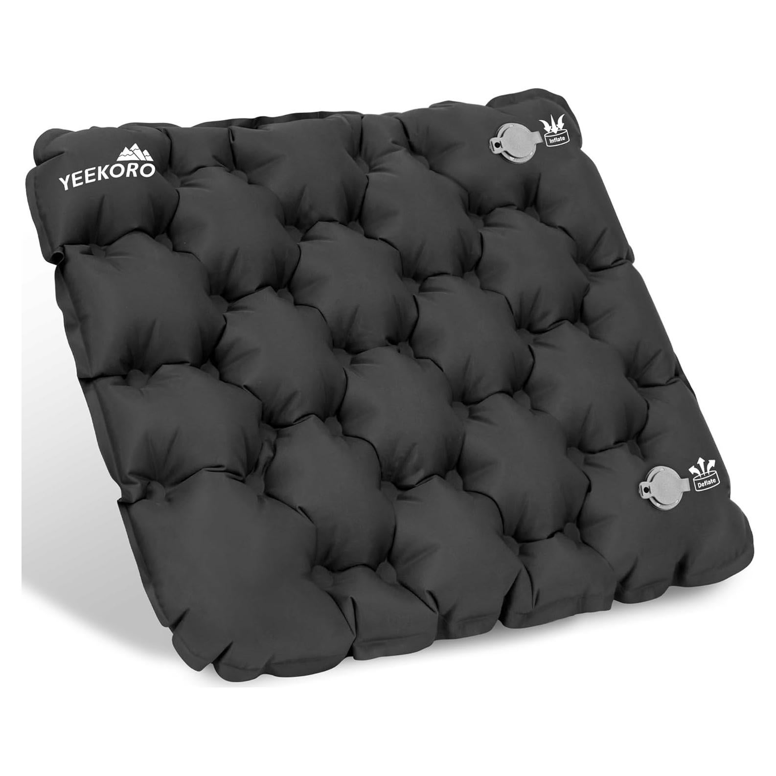Cojín de Asiento Inflable YEEKORO Negro 42x33cm Impermeable
