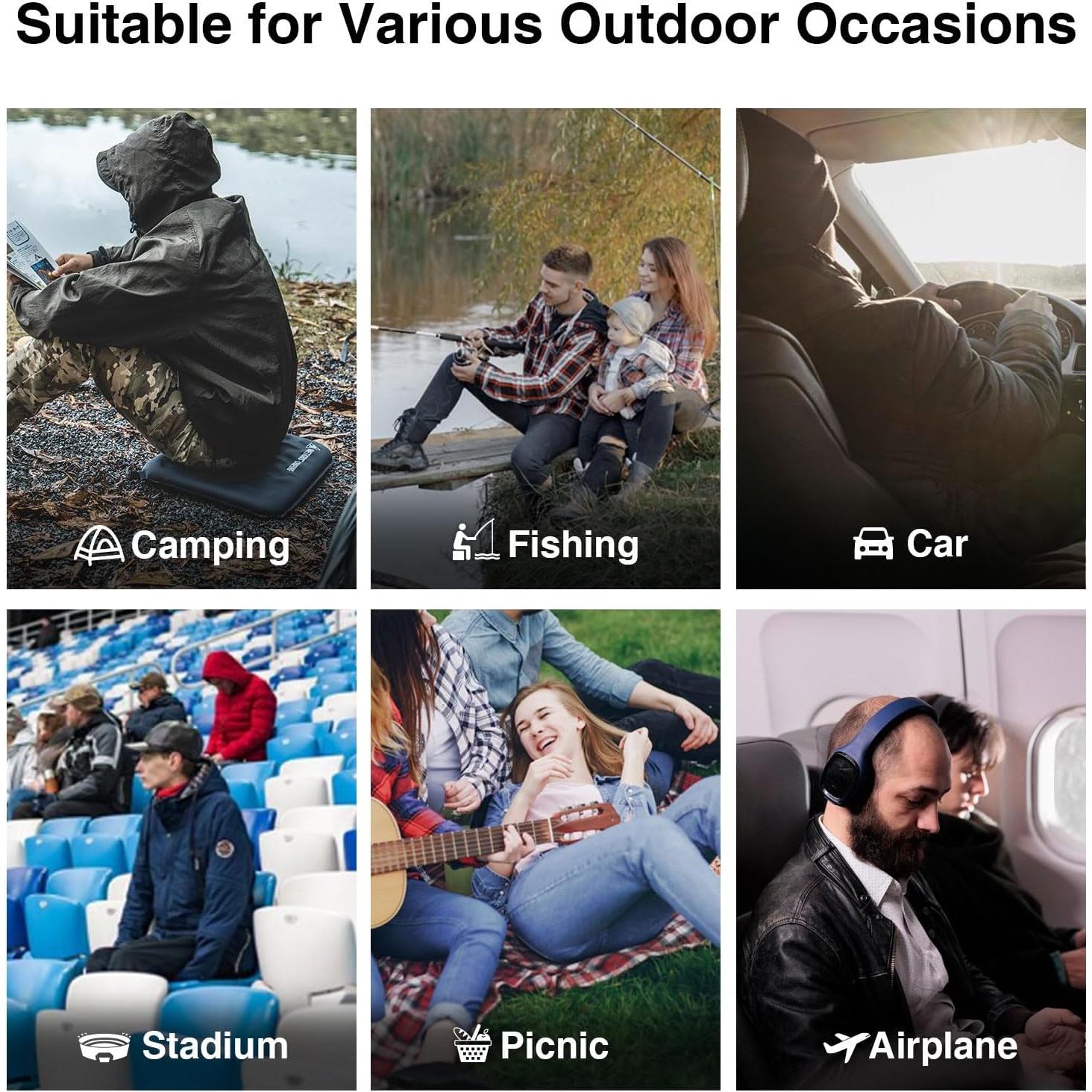 Cojín Inflable OneTigris CE-CQZD01 Negro para Camping y Viajes