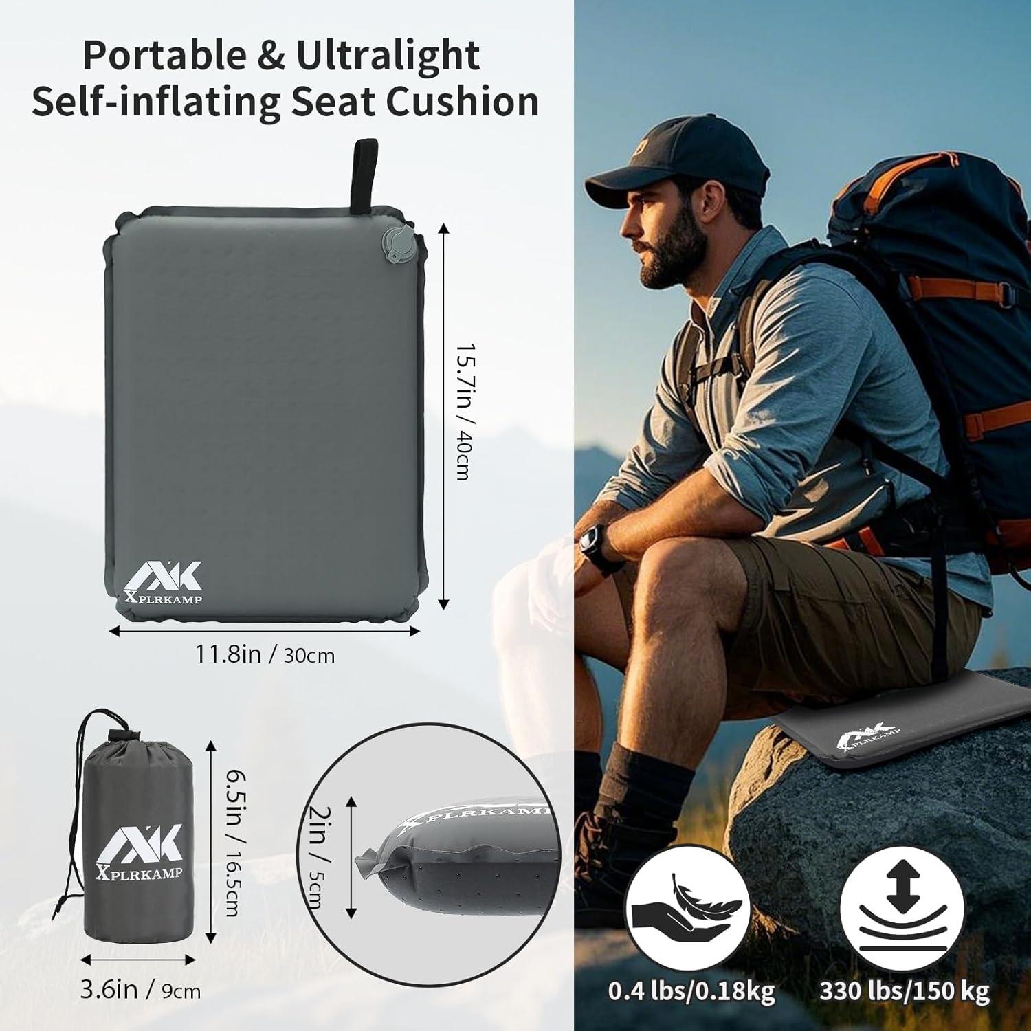 Cojín Inflable XplrKamp 5 cm Autoinflable para Viajes y Eventos