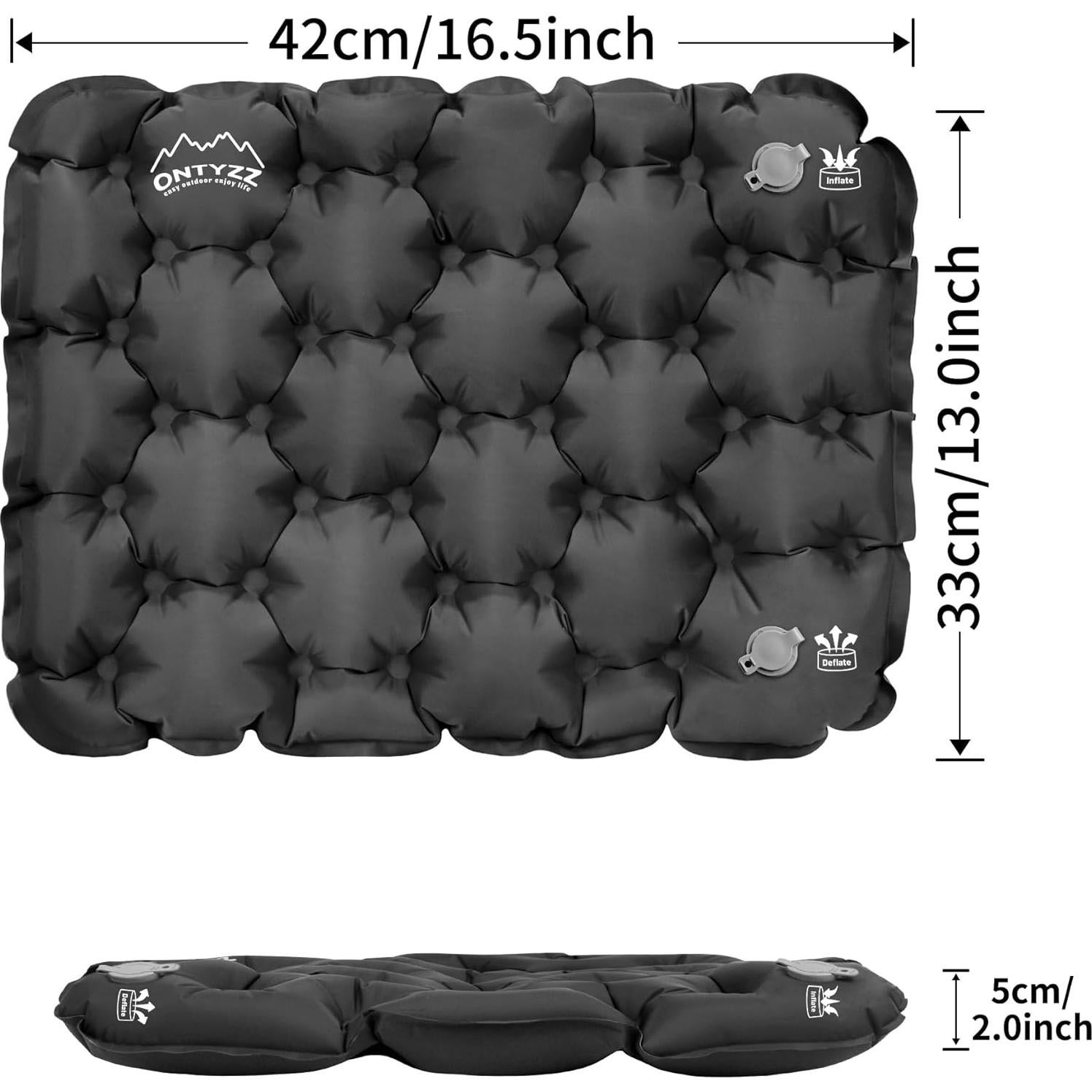 Cojín Inflable ONTYZZ Negro para Asiento de Estadio 42x33 cm