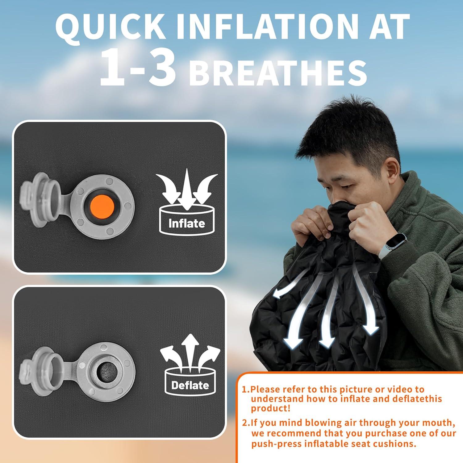 Cojín Inflable ONTYZZ Negro para Asiento de Estadio 42x33 cm