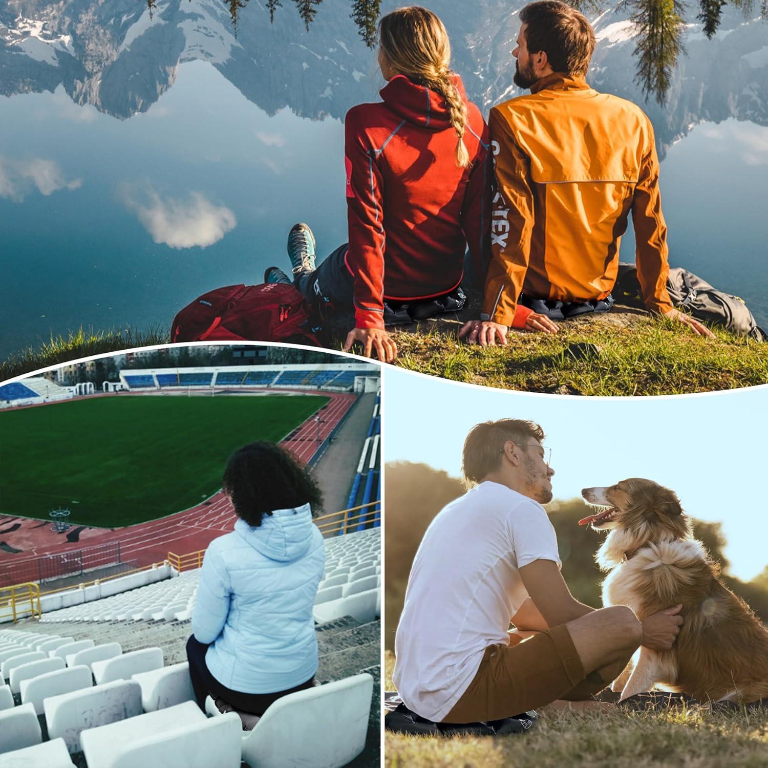 Cojín Inflable ONTYZZ Negro para Asiento de Estadio 42x33 cm