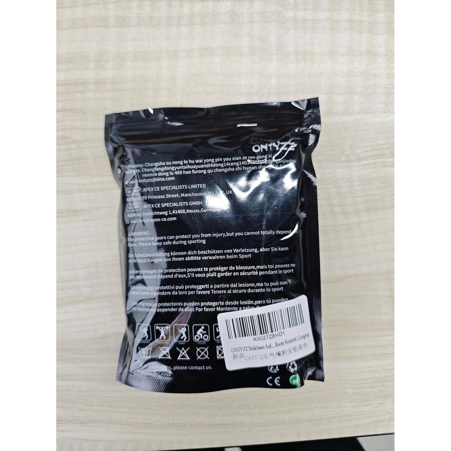 Cojín Inflable ONTYZZ Negro para Asiento de Estadio 42x33 cm