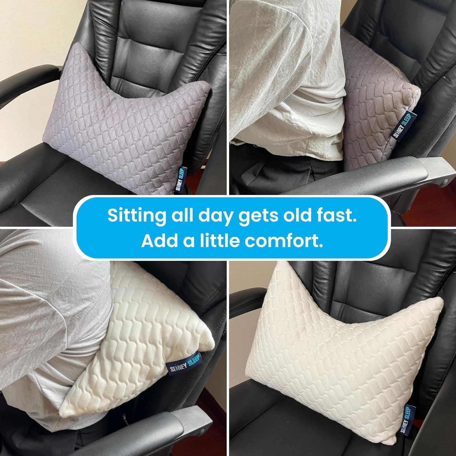 Sidney Sleep Mini Travel Size Neck Pillow - Knee, Back Lumbar and Support - Small Curved Pillow - Adjustable Fill - Washable Case - Drawstring Backpack Included - 14 x 19 Inches (Mini - Blue)