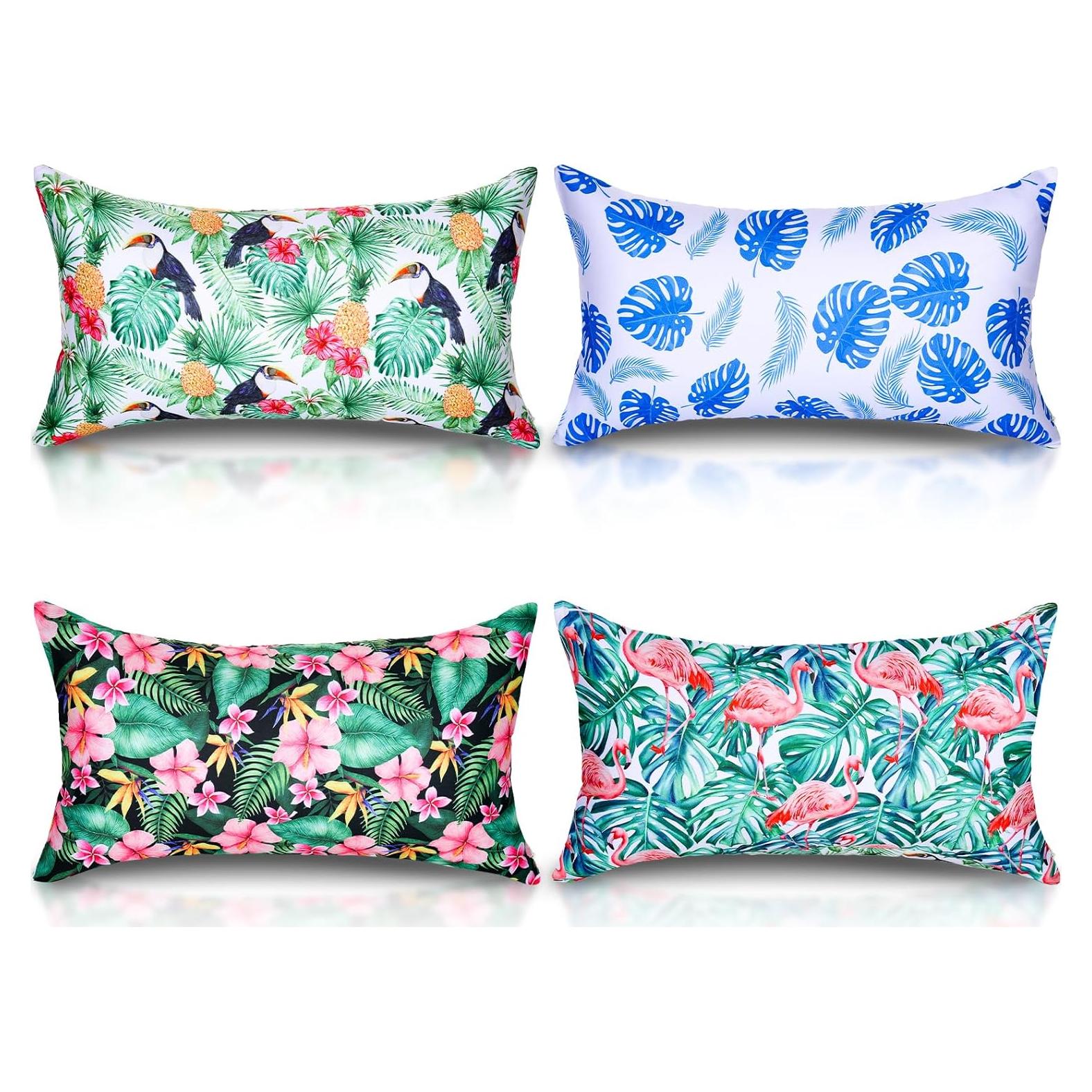4 Almohadas Inflables de Playa Hollowfly con Fundas Tropicales