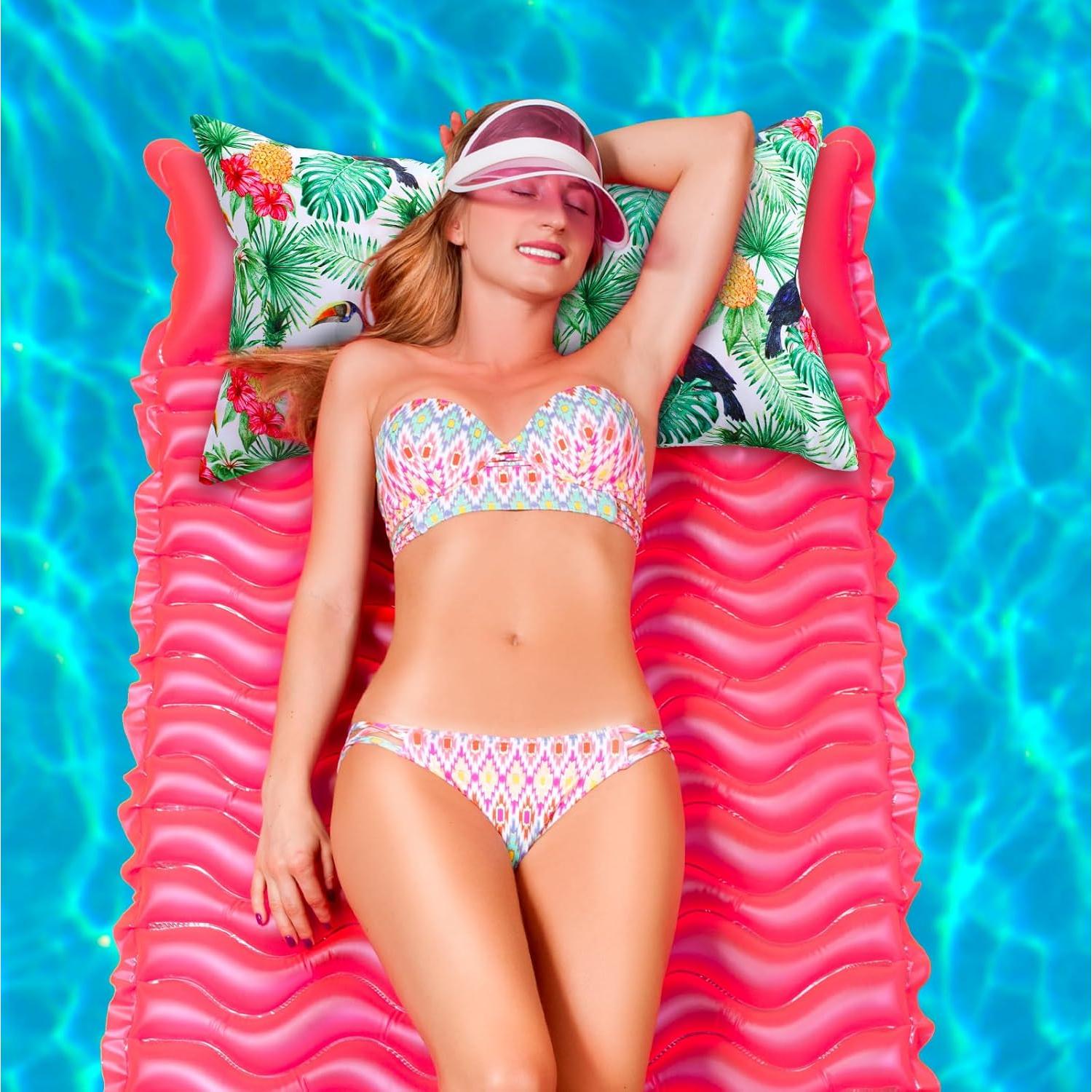4 Almohadas Inflables de Playa Hollowfly con Fundas Tropicales