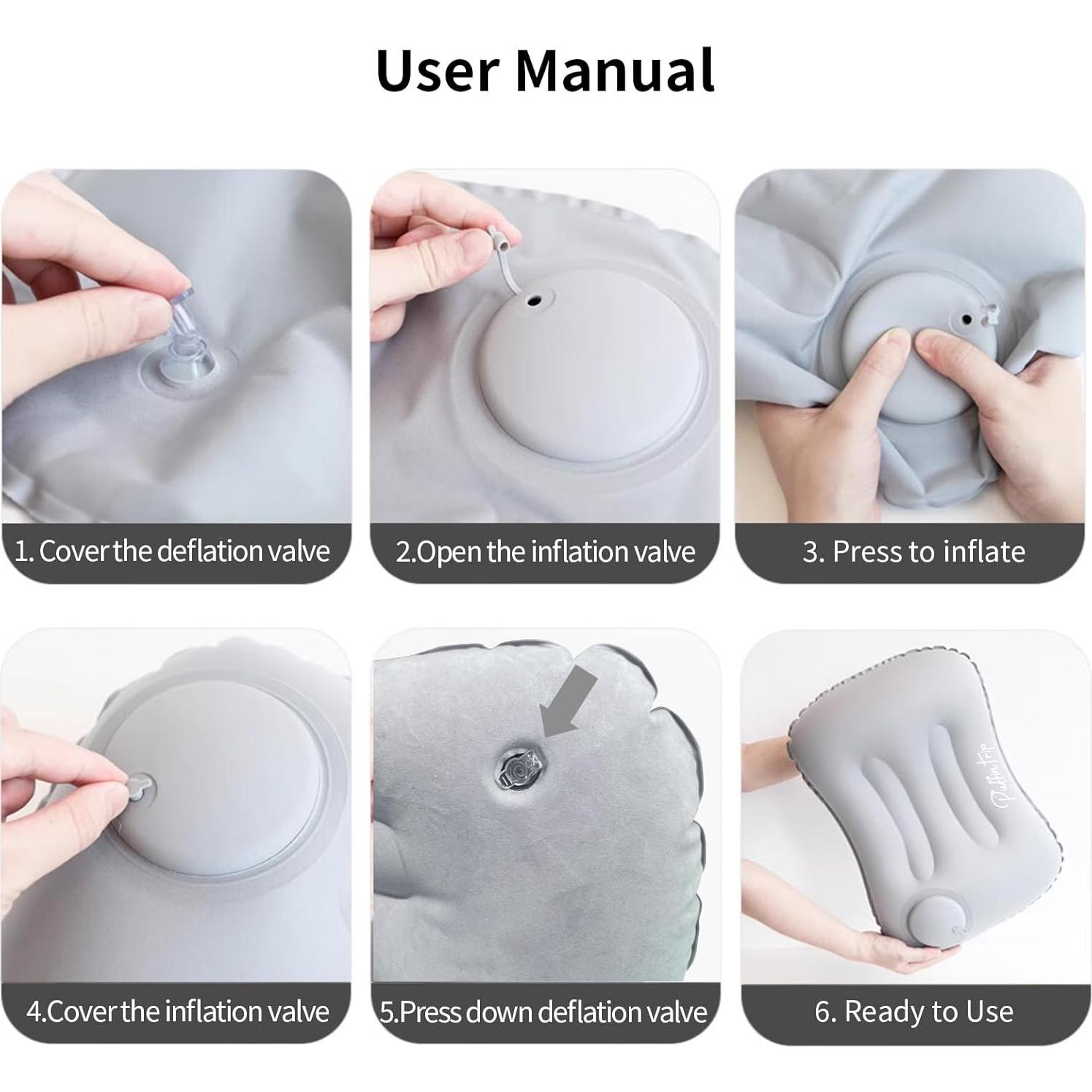 Almohada Inflable de Viaje PUFFIN TRIP Azul Oscuro 43x28cm