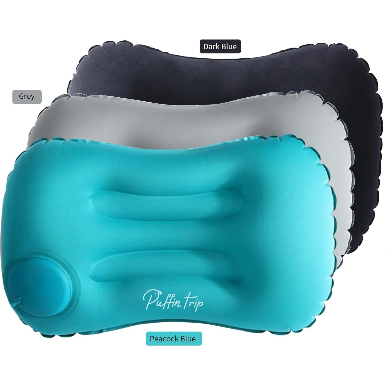Almohada Inflable de Viaje PUFFIN TRIP Azul Oscuro 43x28cm