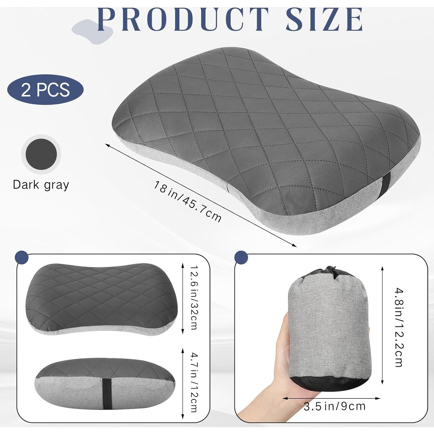 2 Almohadas Inflables de Viaje Threehoney con Funda Desmontable