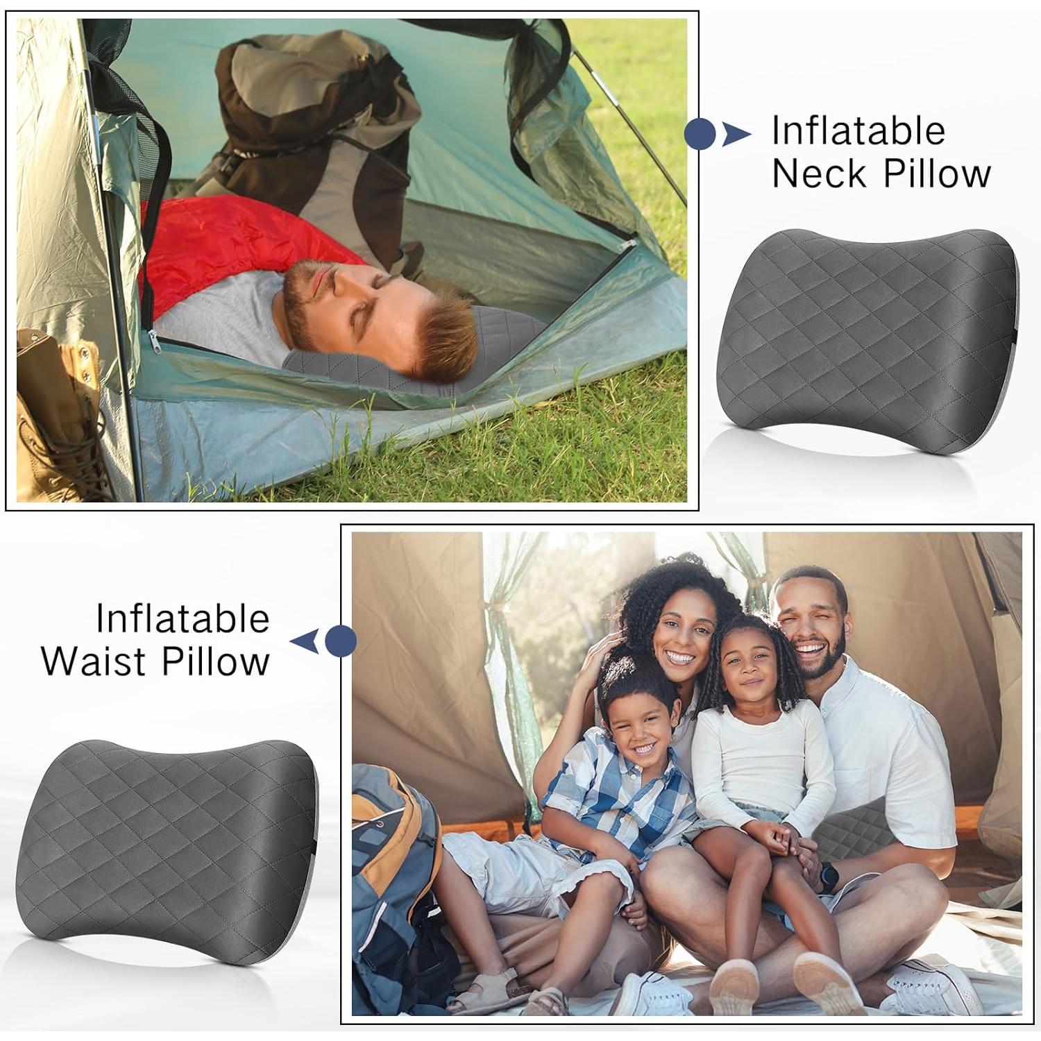 2 Almohadas Inflables de Viaje Threehoney con Funda Desmontable