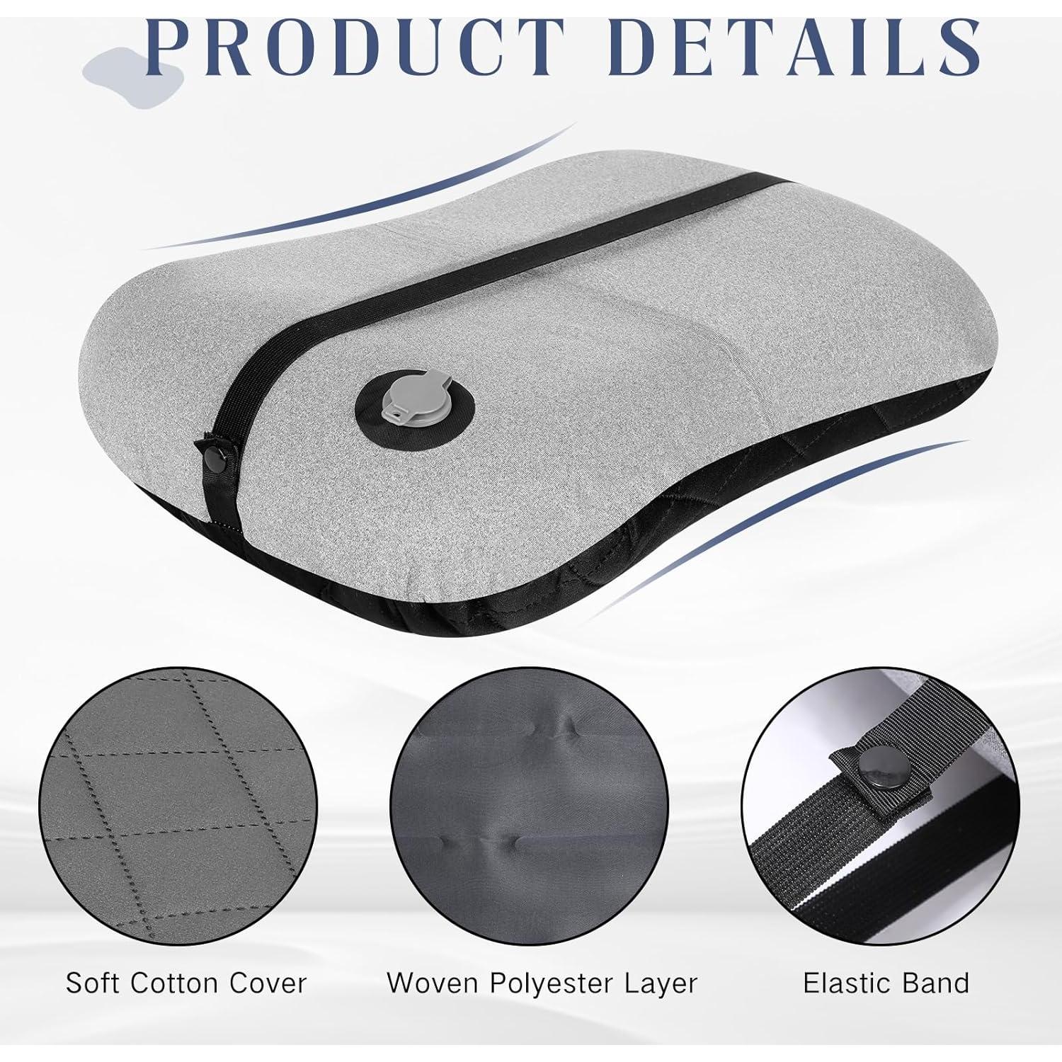 2 Almohadas Inflables de Viaje Threehoney con Funda Desmontable