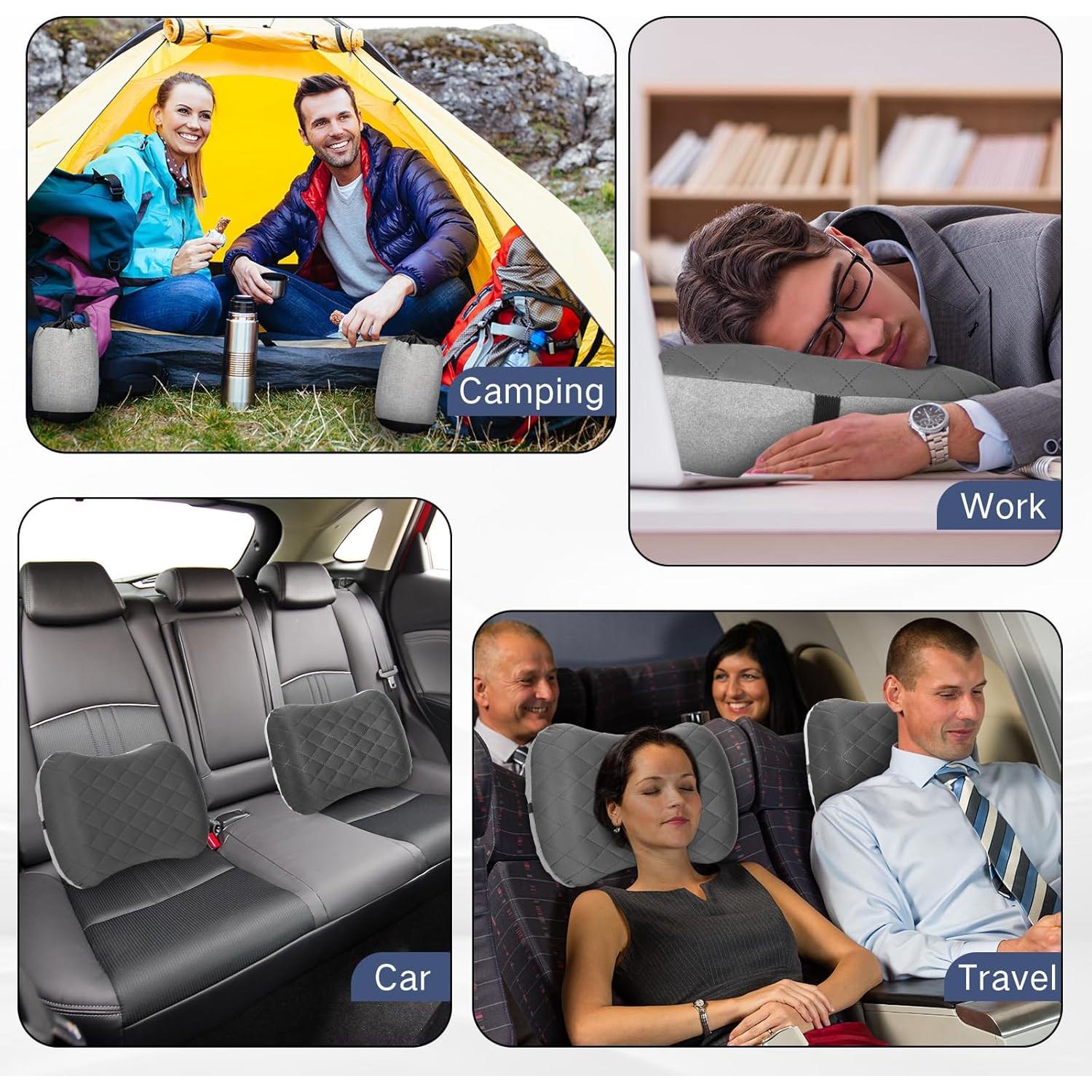 2 Almohadas Inflables de Viaje Threehoney con Funda Desmontable