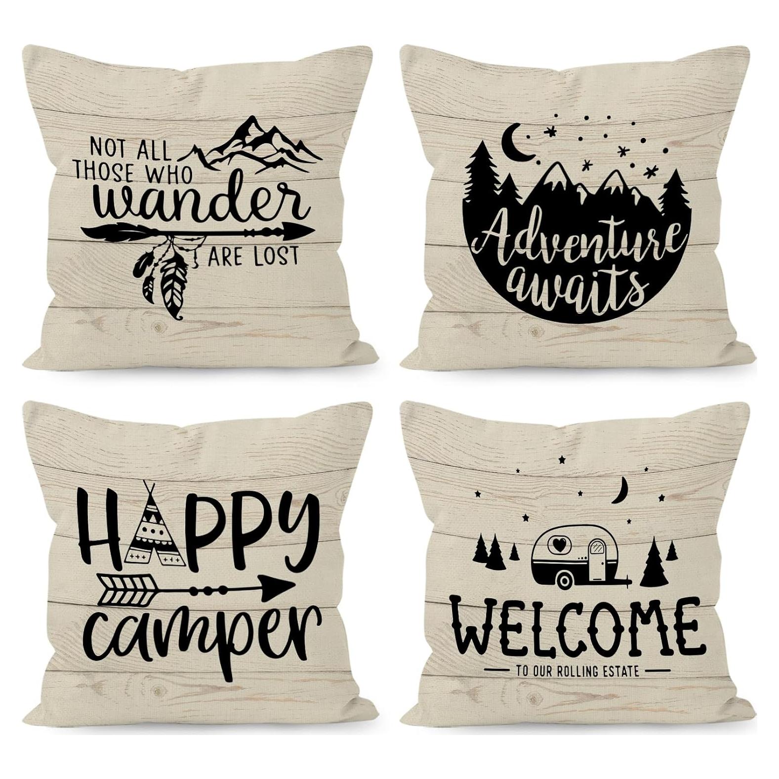 Fundas Decorativas para Cojines HUYAW Camping 45x45 cm - Juego de 4