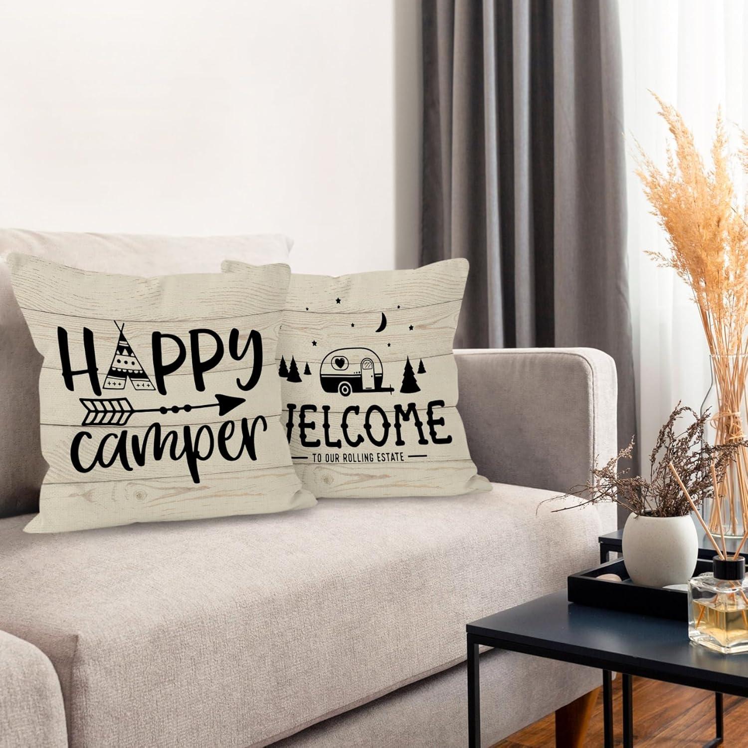 Fundas Decorativas para Cojines HUYAW Camping 45x45 cm - Juego de 4