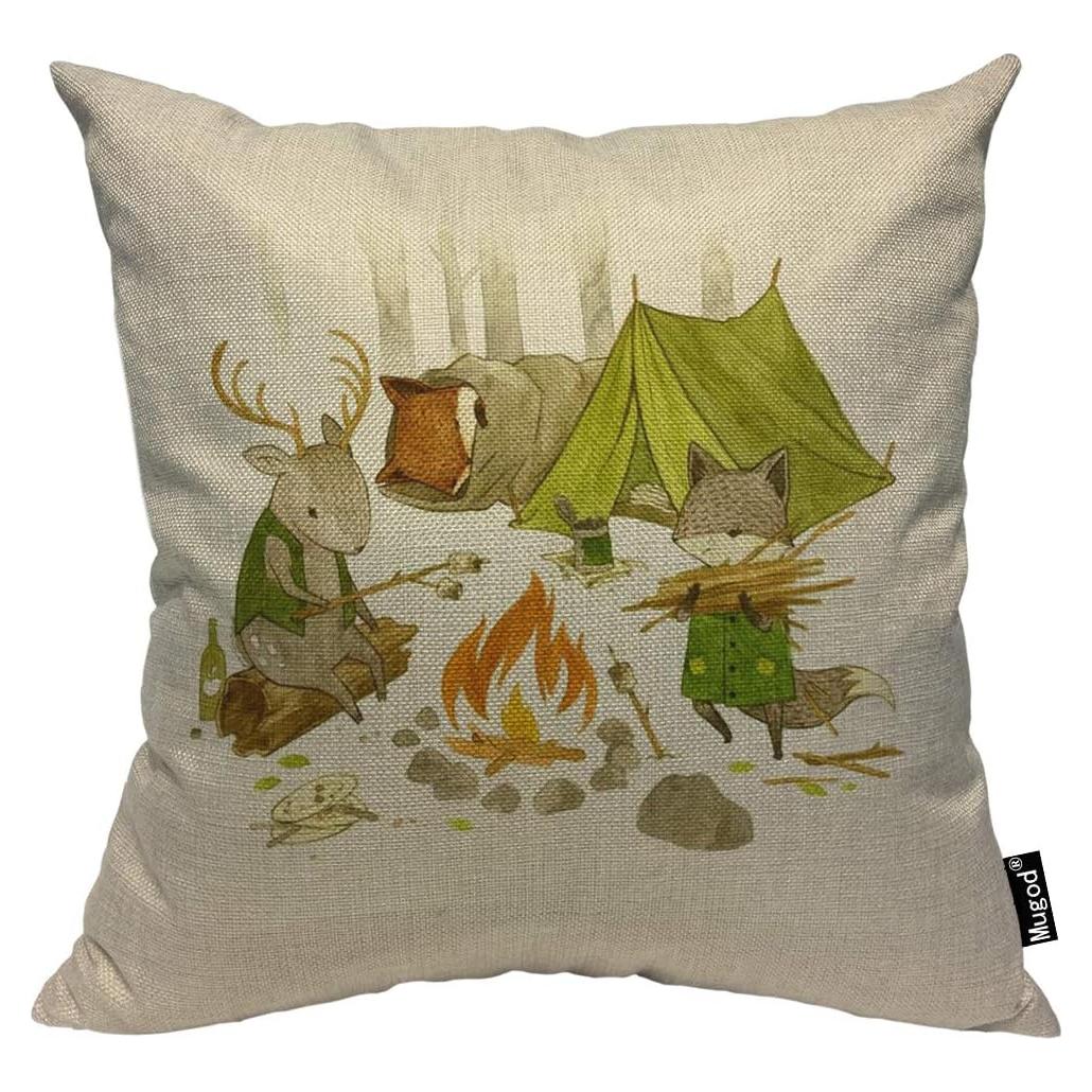 Funda de Cojín Cuadrada Mugod 45x45 cm Animales Camping