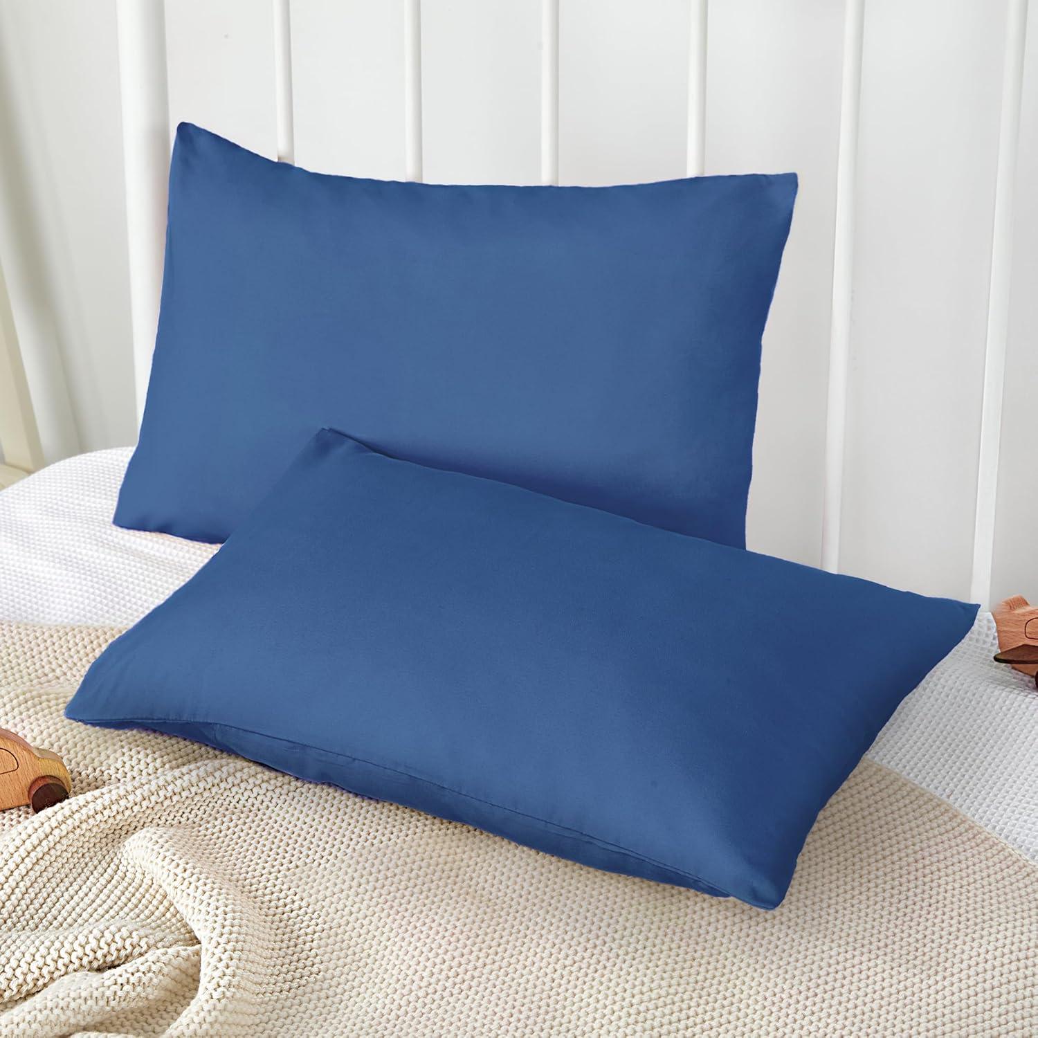 Funda de Almohada TILLYOU para Niños 33x46 cm Paquete de 2 Azul Marino