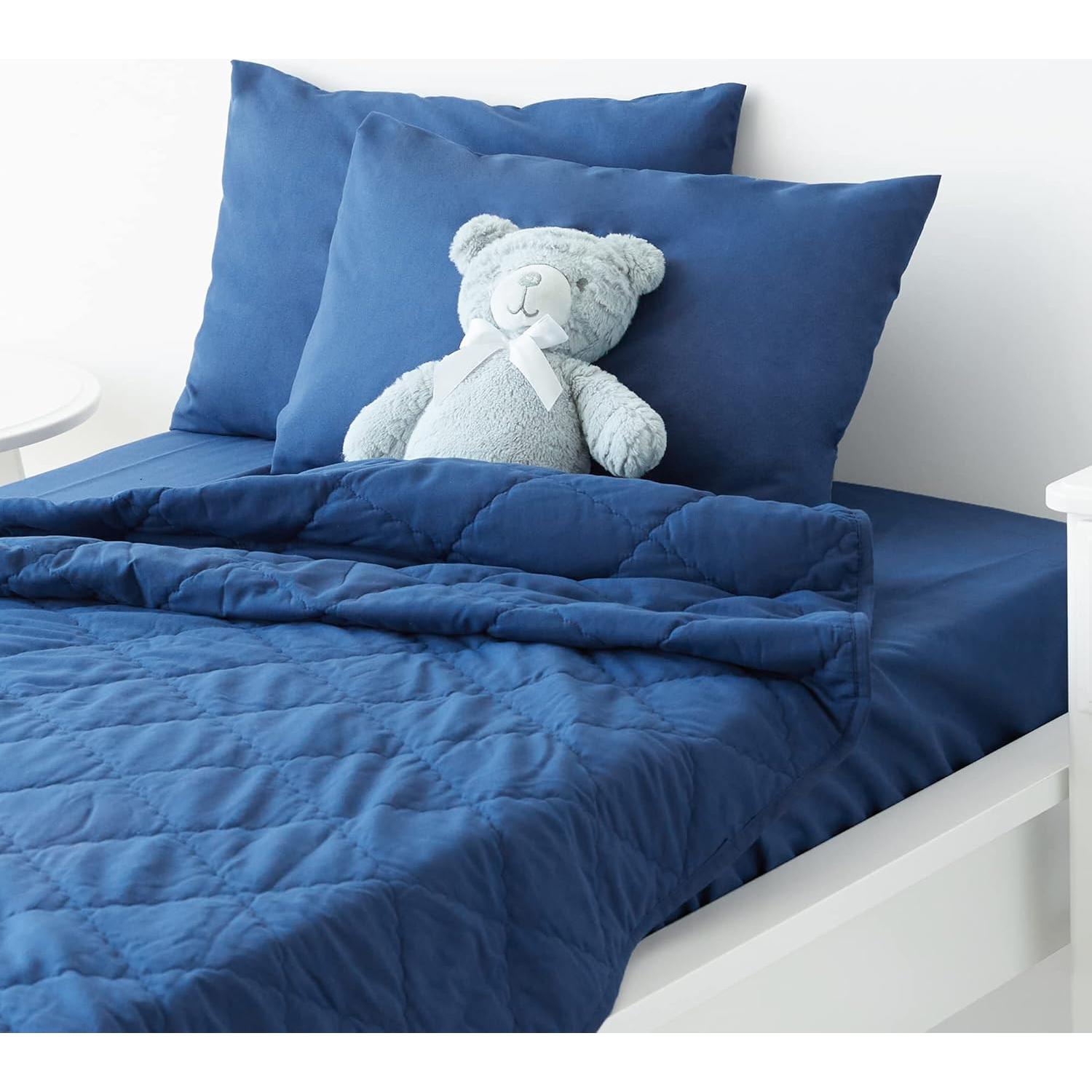 Funda de Almohada TILLYOU para Niños 33x46 cm Paquete de 2 Azul Marino