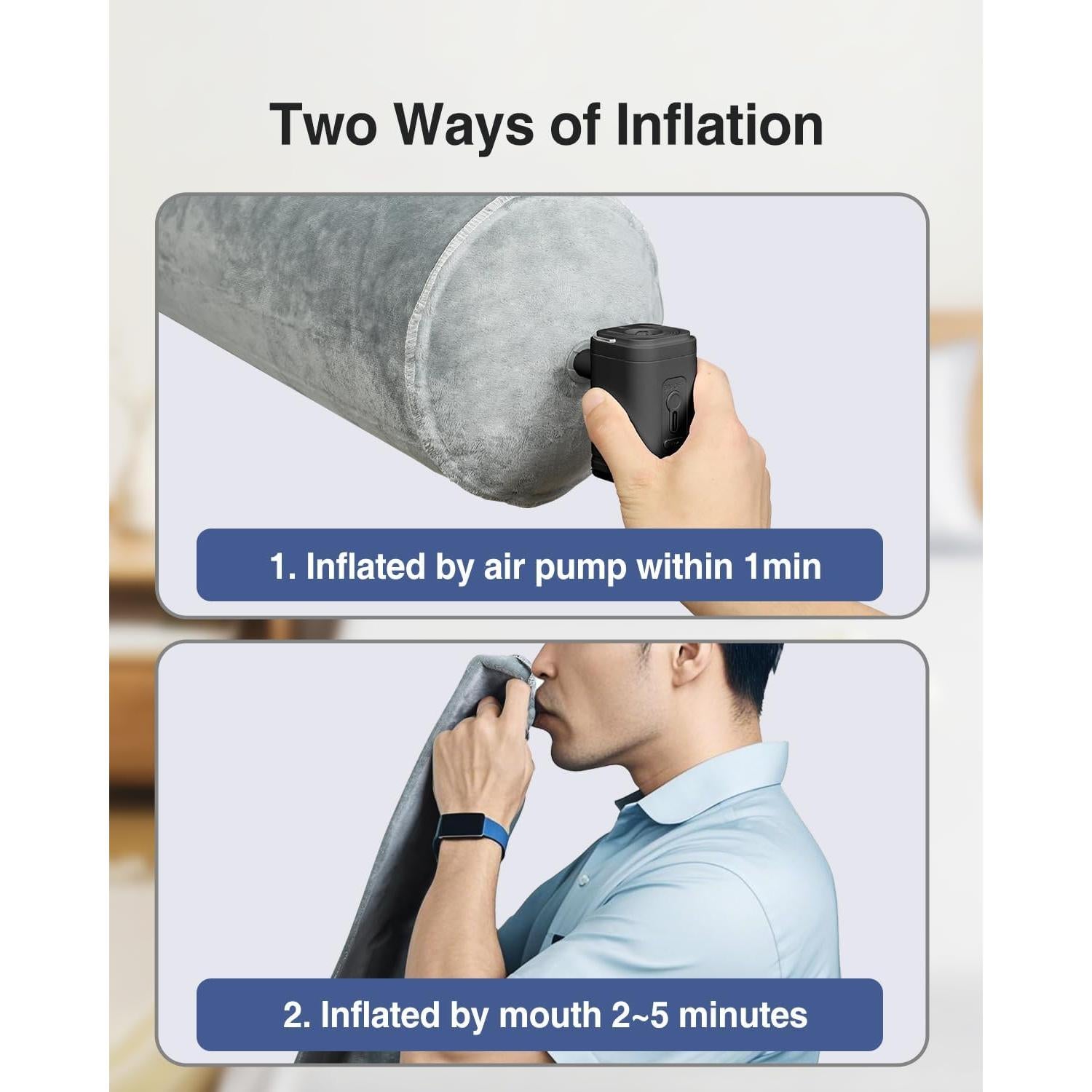 Almohada Corporal Inflable Luxtude 120 cm para Viajar