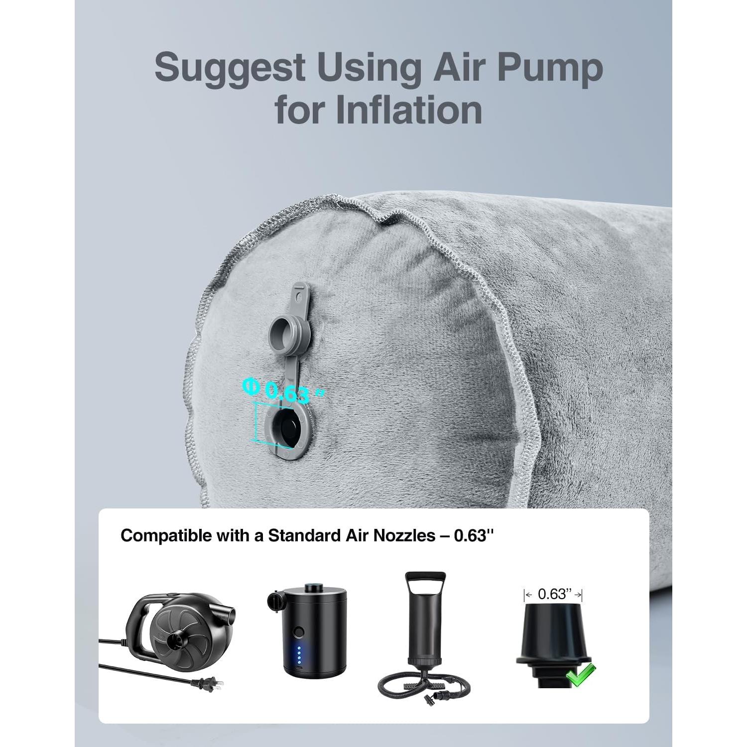 Almohada Corporal Inflable Luxtude 120 cm para Viajar