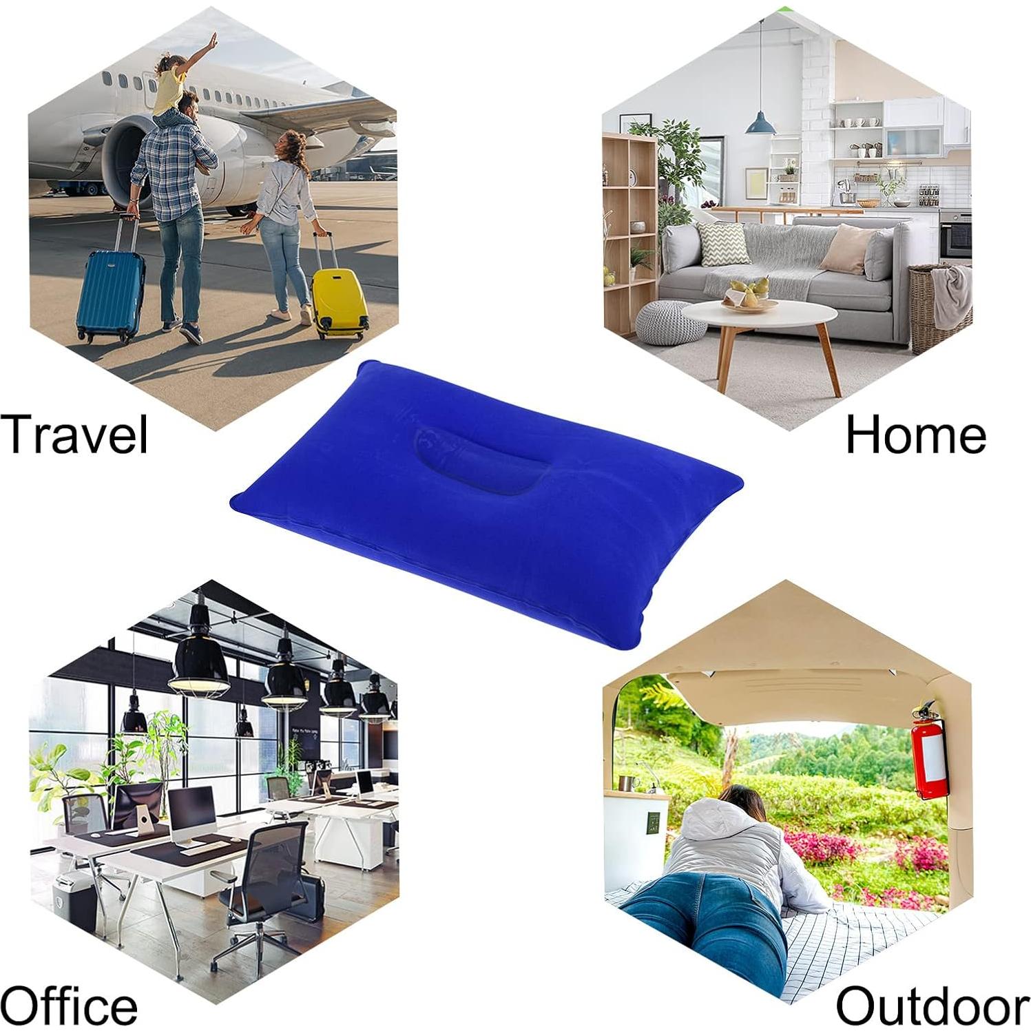 Almohada Inflable PATIKIL 2 Unidades Camping 38x24cm Azul