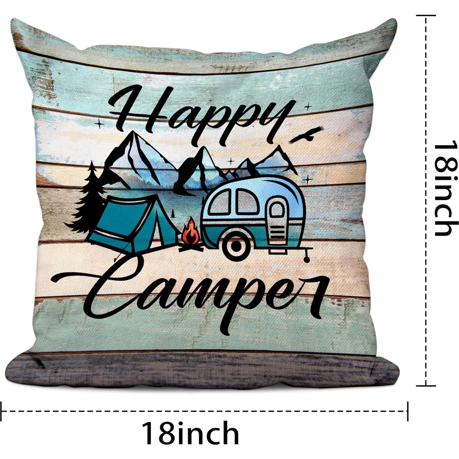 Funda de Almohada Decorativa ReHeBaZi Happy Camper 45x45 cm - Set de 2