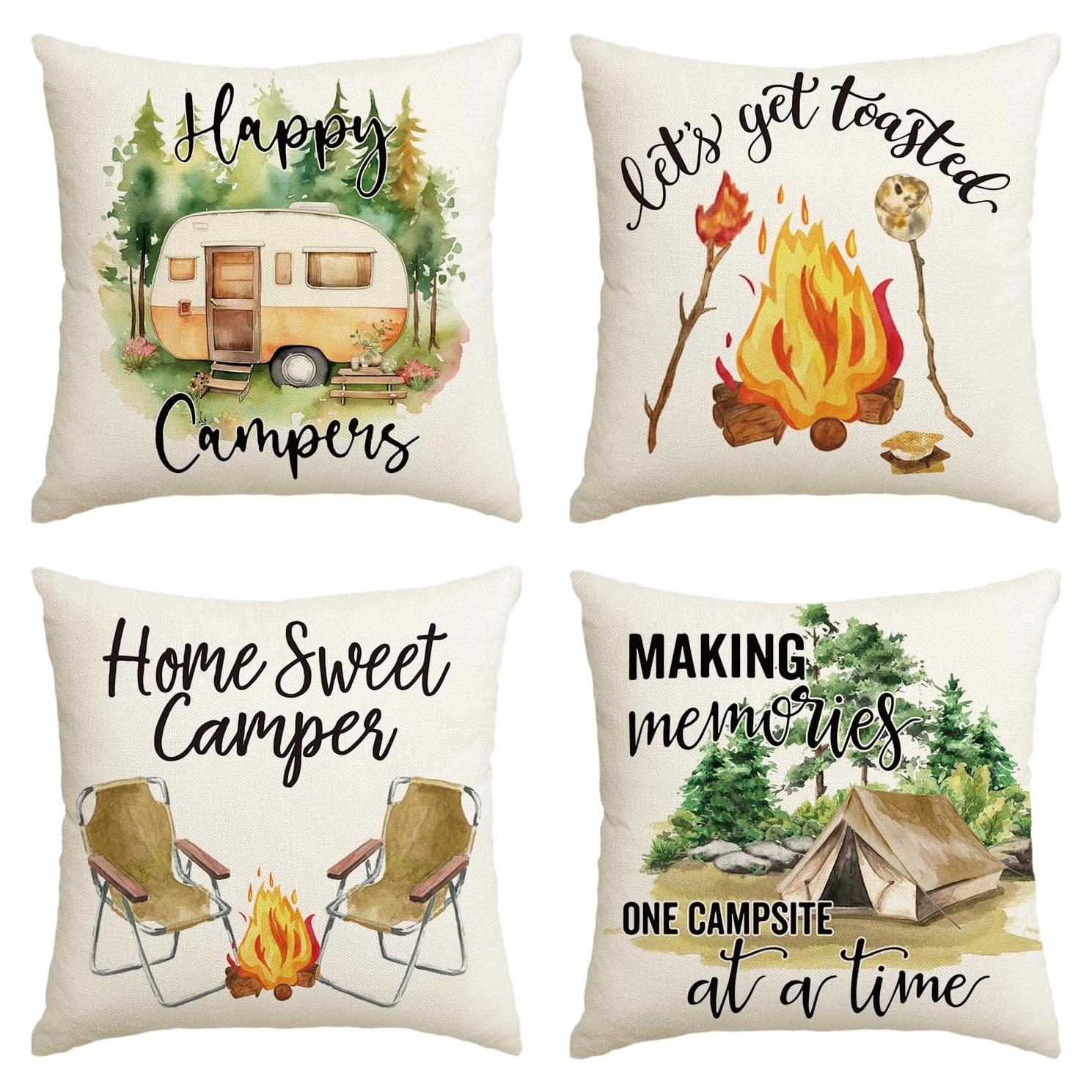 Fundas de Cojín AVOIN colorlife 45x45 cm Juego de 4 Campista