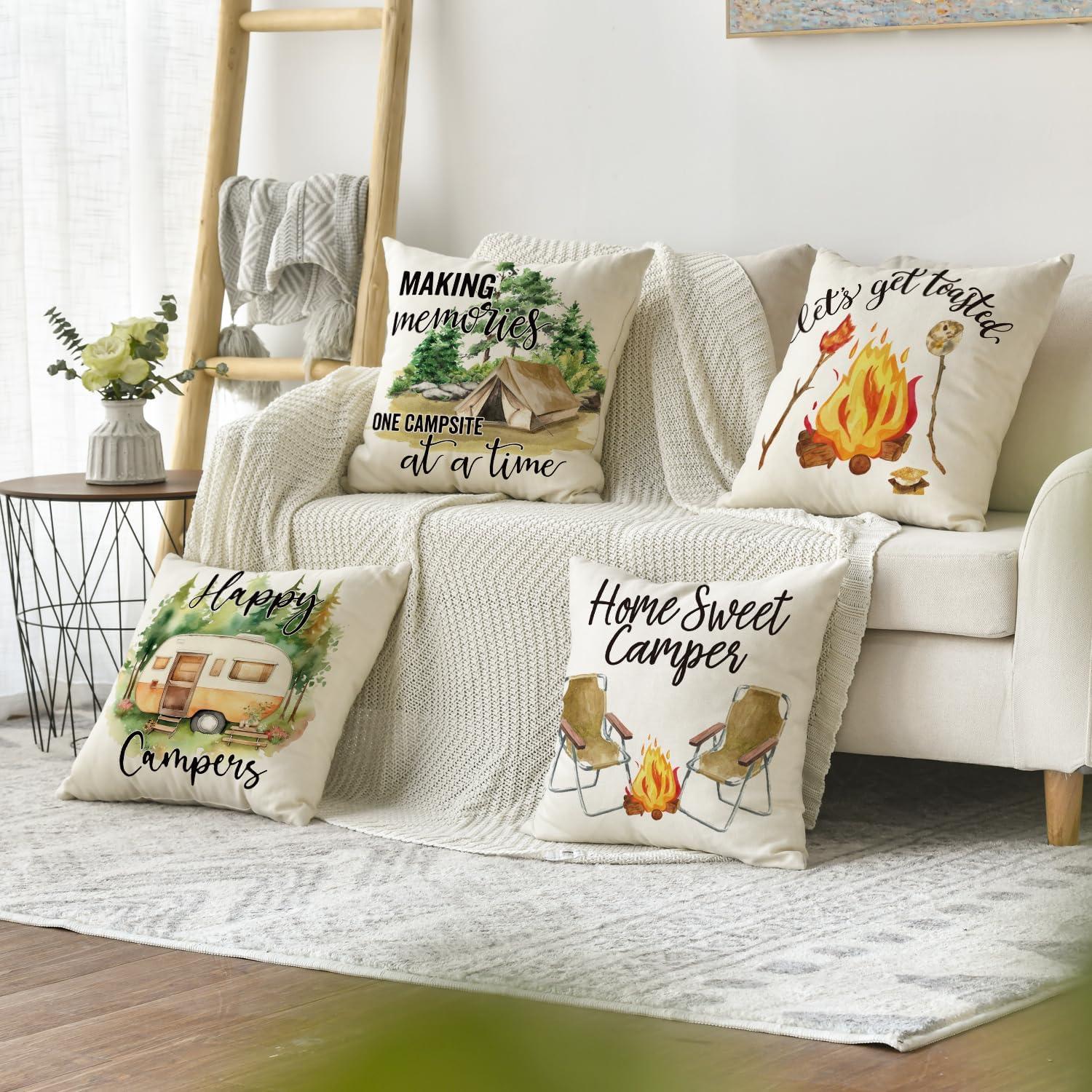 Fundas de Cojín AVOIN colorlife 45x45 cm Juego de 4 Campista