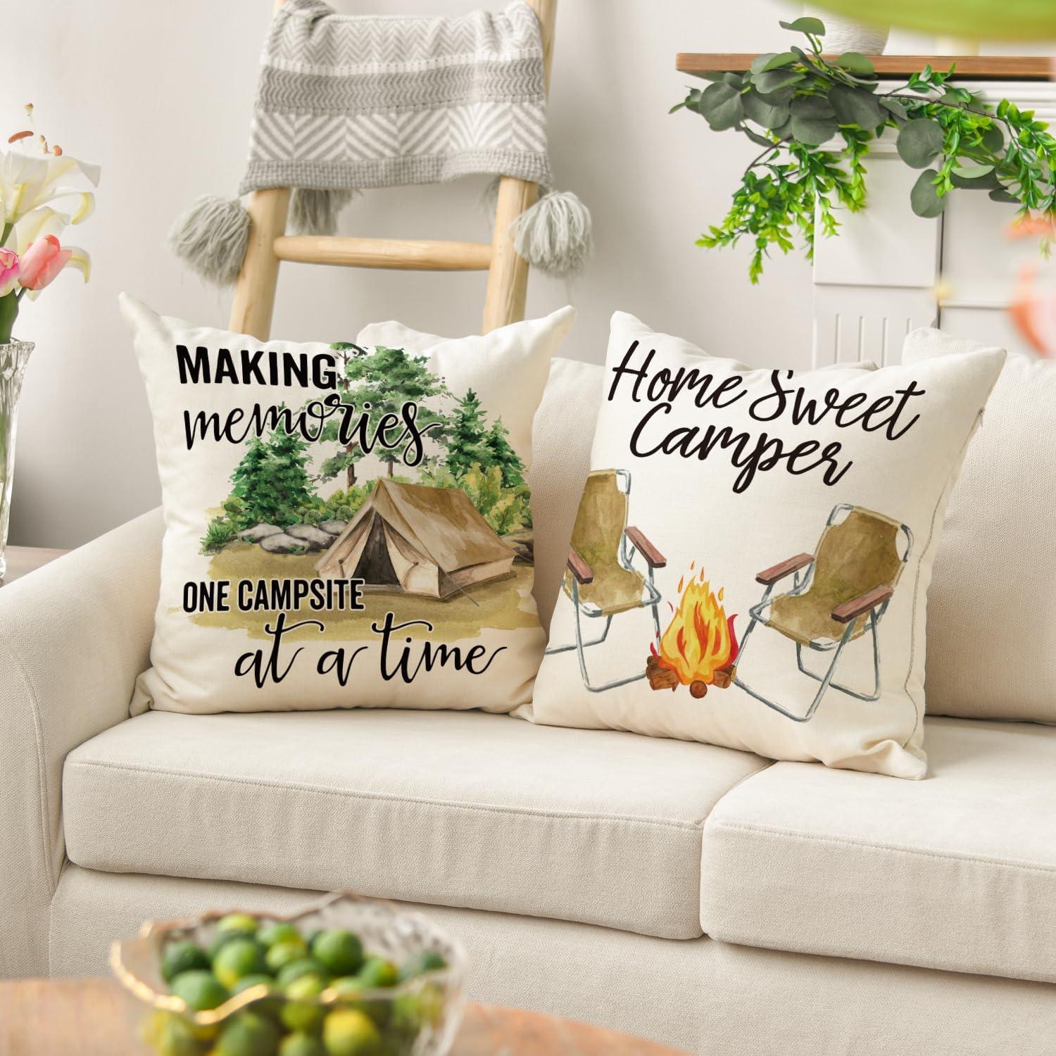 Fundas de Cojín AVOIN colorlife 45x45 cm Juego de 4 Campista