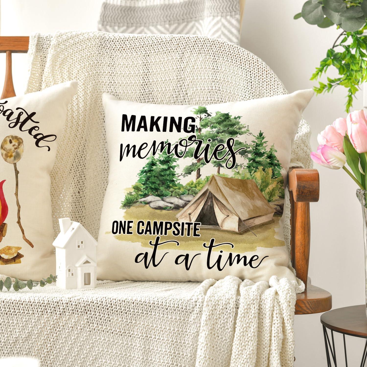 Fundas de Cojín AVOIN colorlife 45x45 cm Juego de 4 Campista