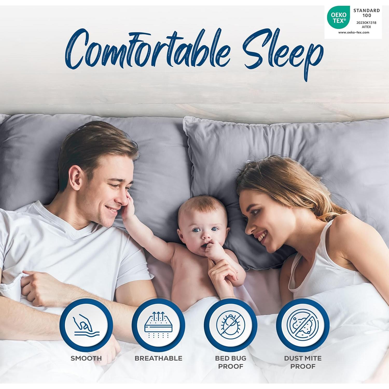 Juego de 4 Protectores de Almohada Utopia Bedding Queen Gris