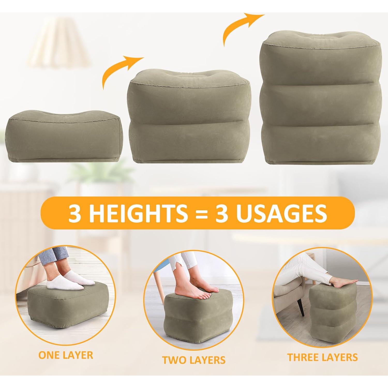 Cojín Inflable Reposapiés Eooqi Ajustable Gris 1 PCS