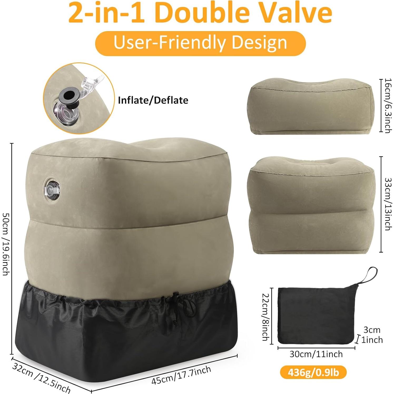 Cojín Inflable Reposapiés Eooqi Ajustable Gris 1 PCS