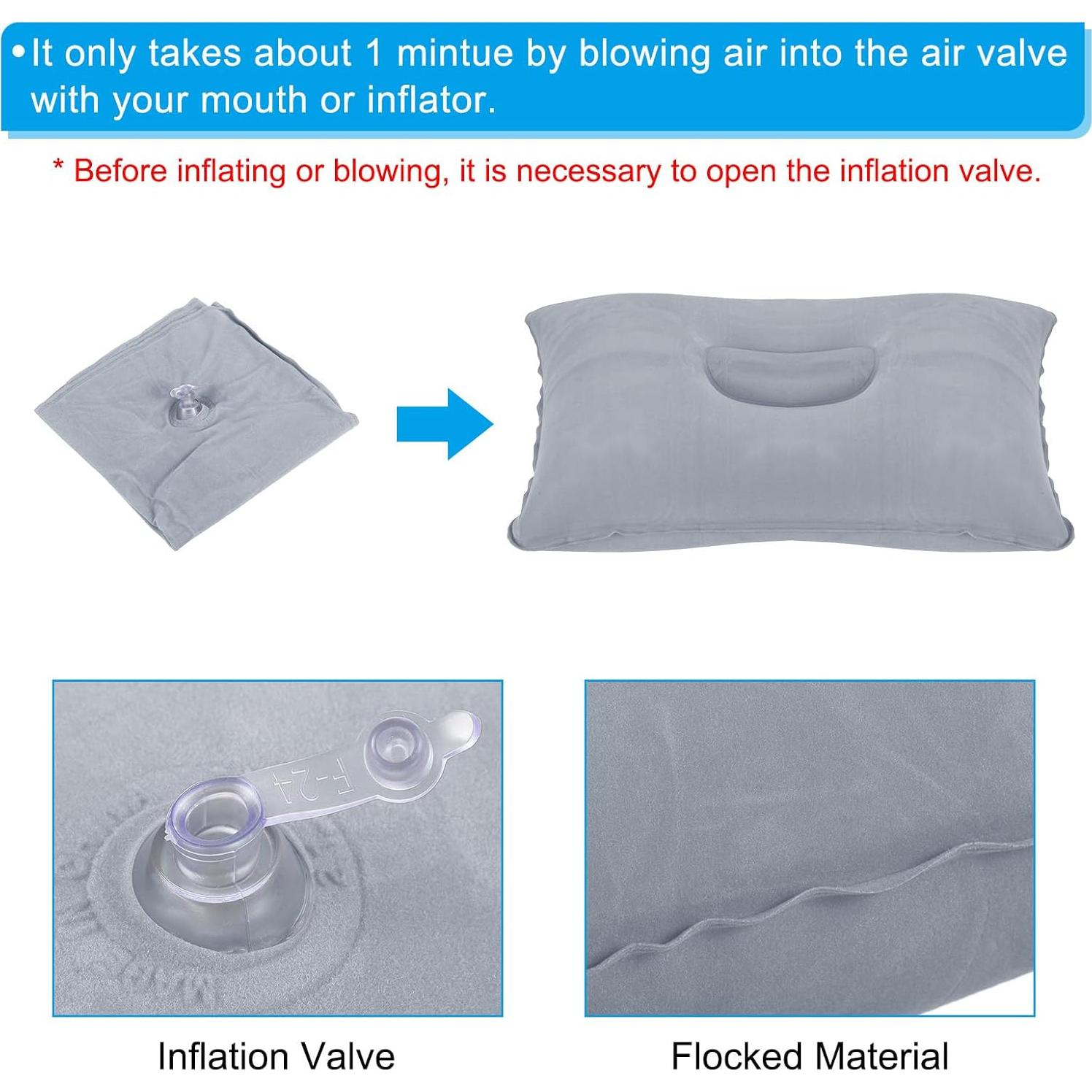 Almohada Inflable PATIKIL 3 Paquetes Camping Soporte Cuello Gris