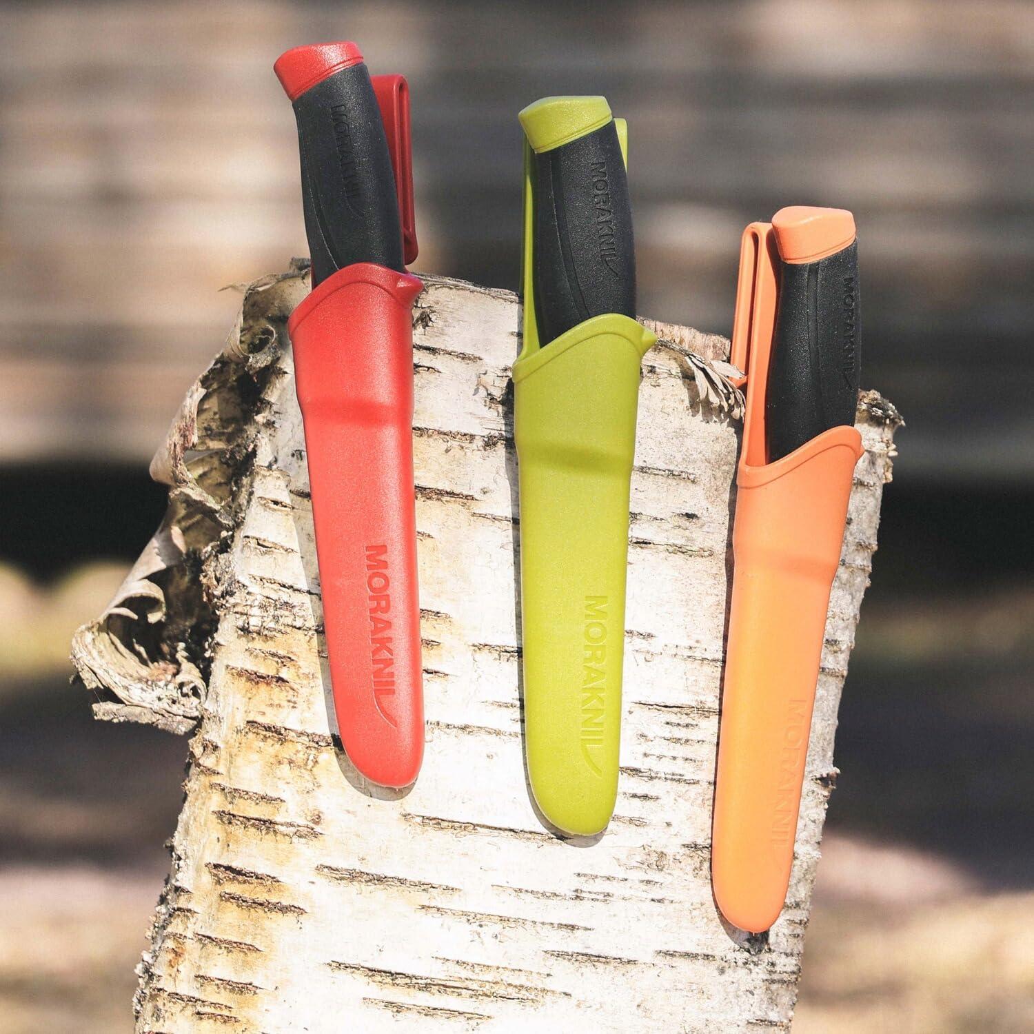 Companion (S) Stainless Steel Fixed-Blade Knife With Sheath, Olive Green, 4.1 Inch