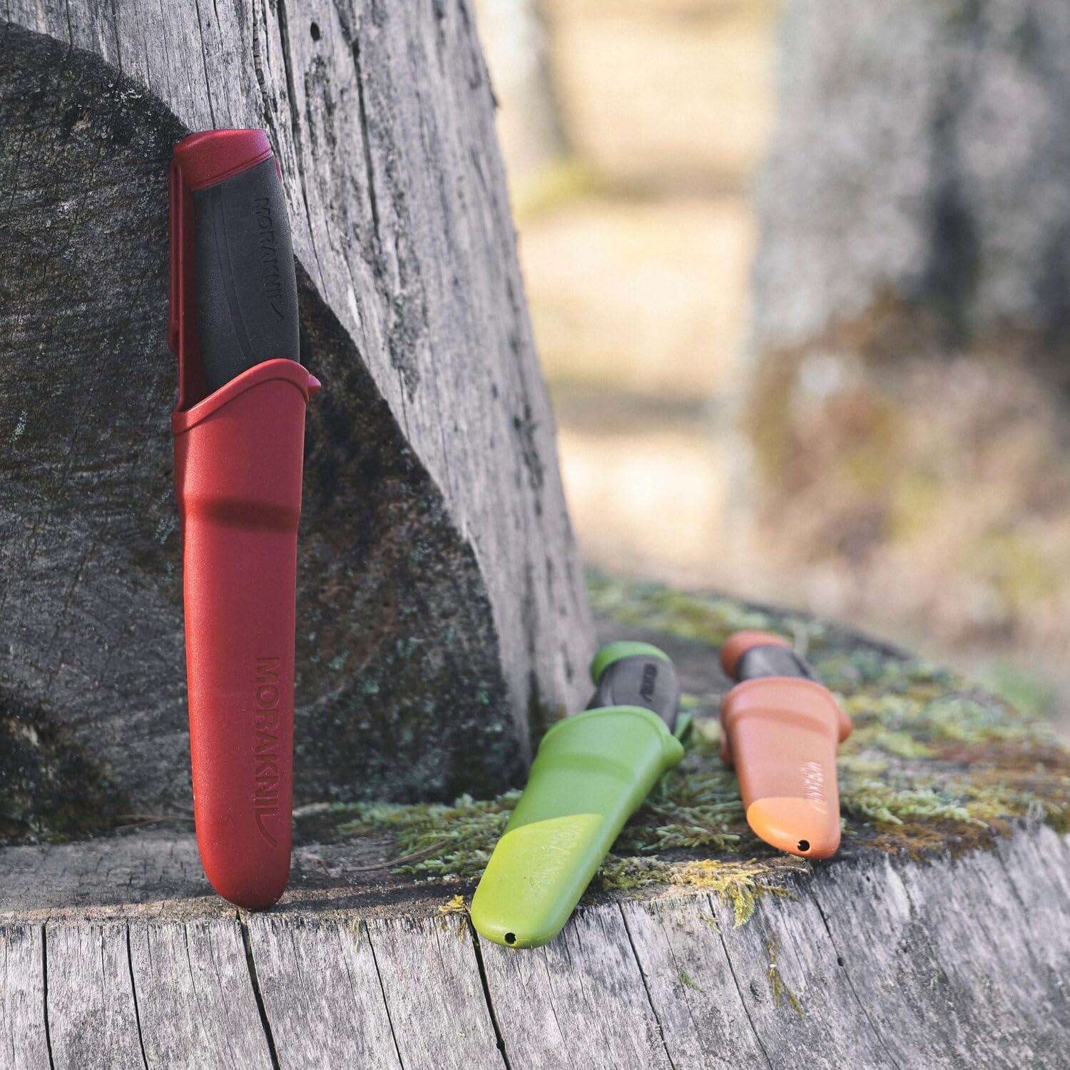 Companion (S) Stainless Steel Fixed-Blade Knife With Sheath, Olive Green, 4.1 Inch