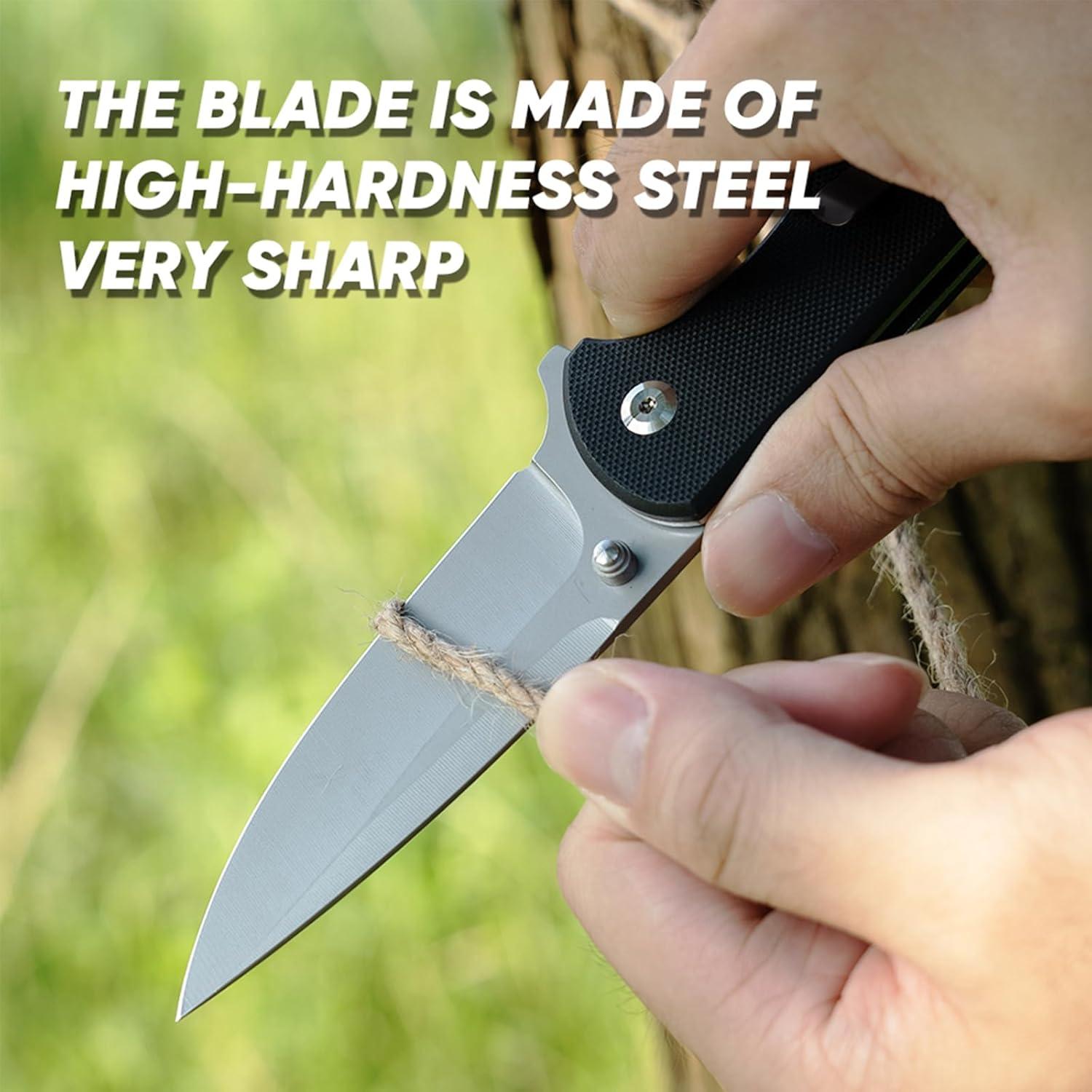 Pocket Knives with Clip, 8.27" Pocket Knife D2 Steel Blade G10 Handle, EDC Pocket Knives, Folding Pocket Knives for Men, Pocket Knives for Survival Camping Hiking, Great Gift Idea