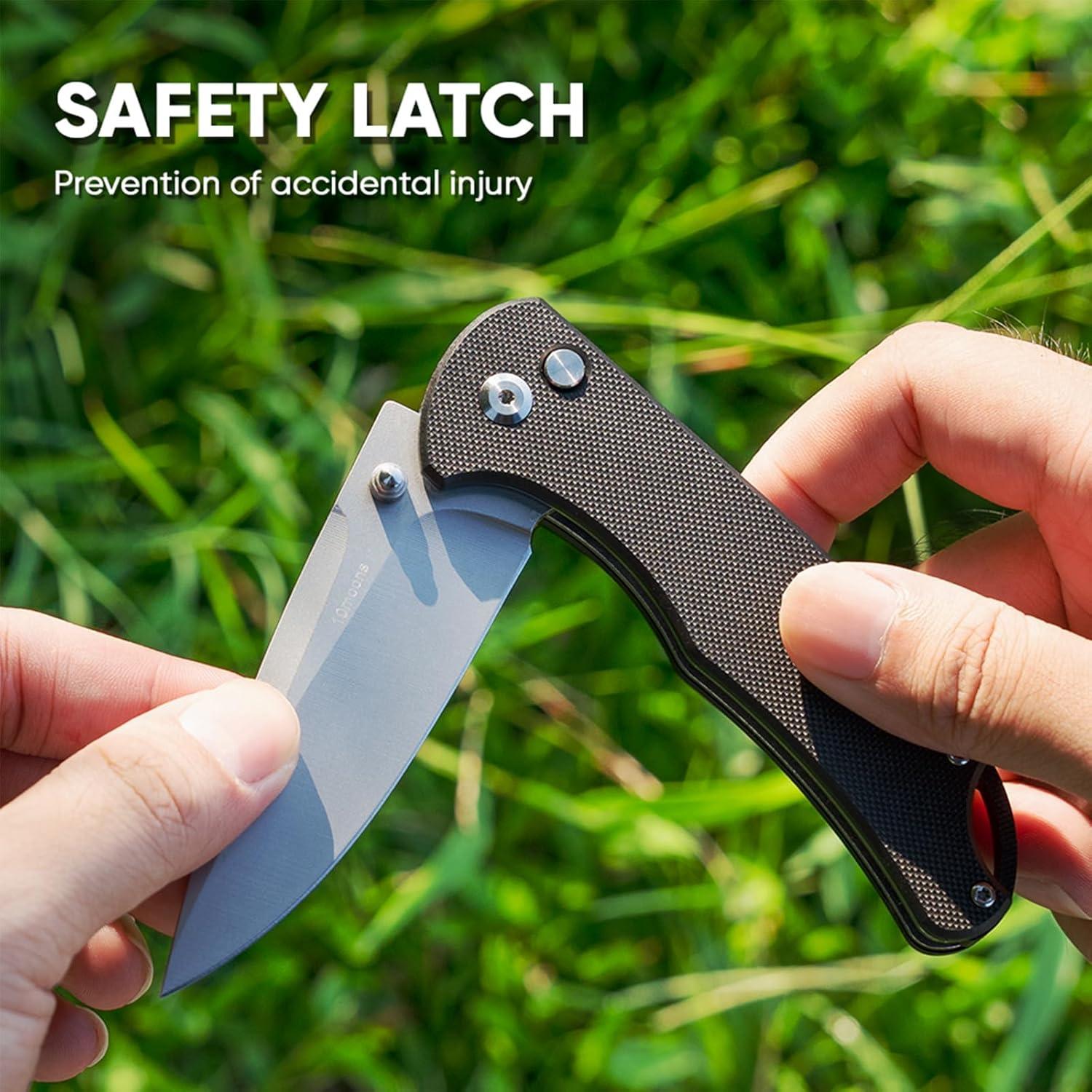 Pocket Knives with Clip, 8.27" Pocket Knife D2 Steel Blade G10 Handle, EDC Pocket Knives, Folding Pocket Knives for Men, Pocket Knives for Survival Camping Hiking, Great Gift Idea