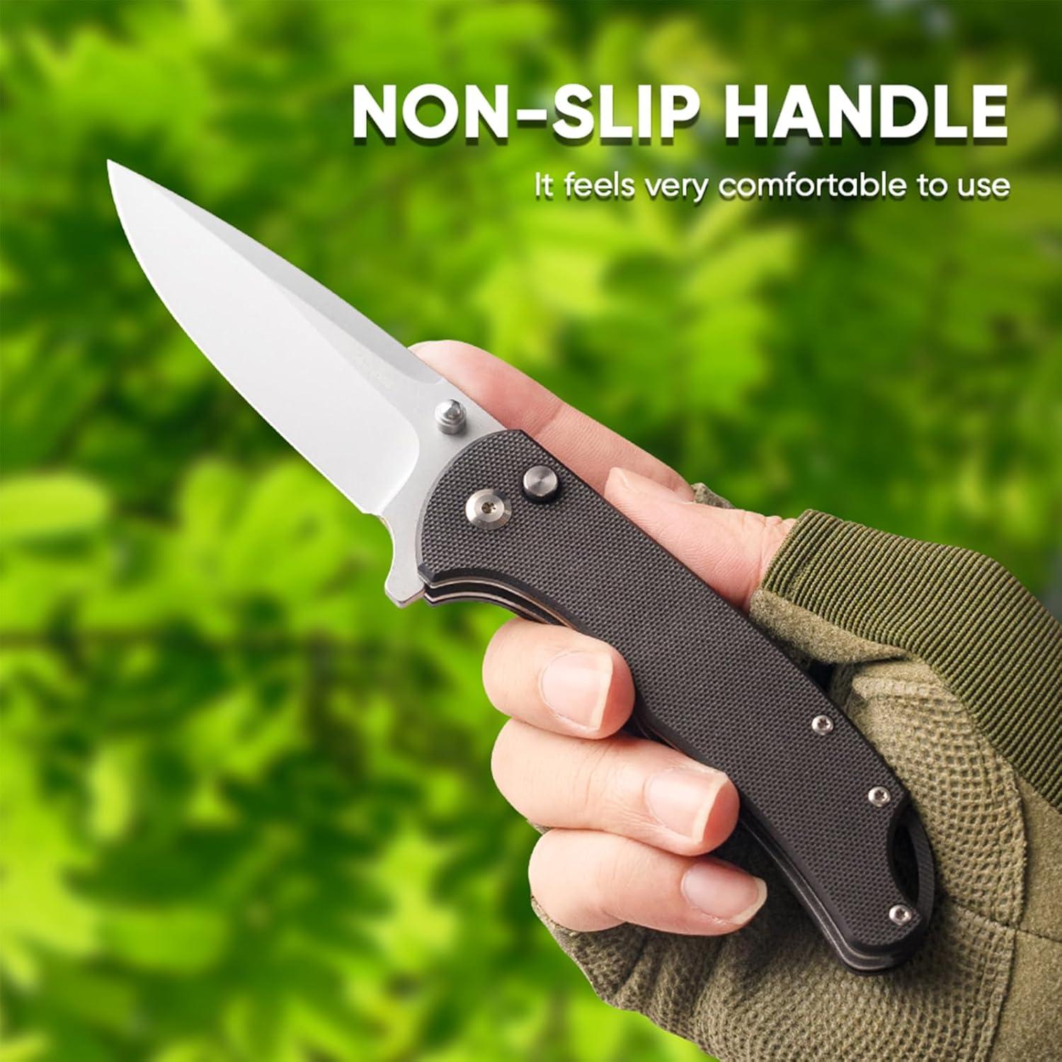 Pocket Knives with Clip, 8.27" Pocket Knife D2 Steel Blade G10 Handle, EDC Pocket Knives, Folding Pocket Knives for Men, Pocket Knives for Survival Camping Hiking, Great Gift Idea