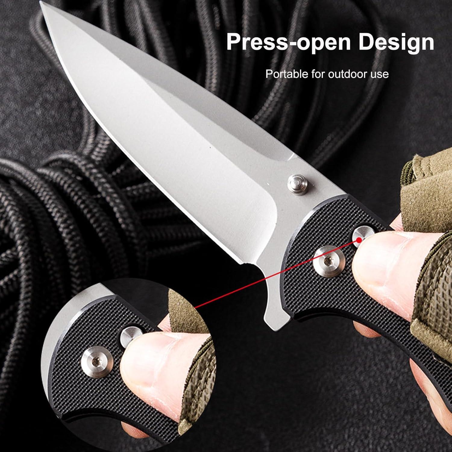 Pocket Knives with Clip, 8.27" Pocket Knife D2 Steel Blade G10 Handle, EDC Pocket Knives, Folding Pocket Knives for Men, Pocket Knives for Survival Camping Hiking, Great Gift Idea