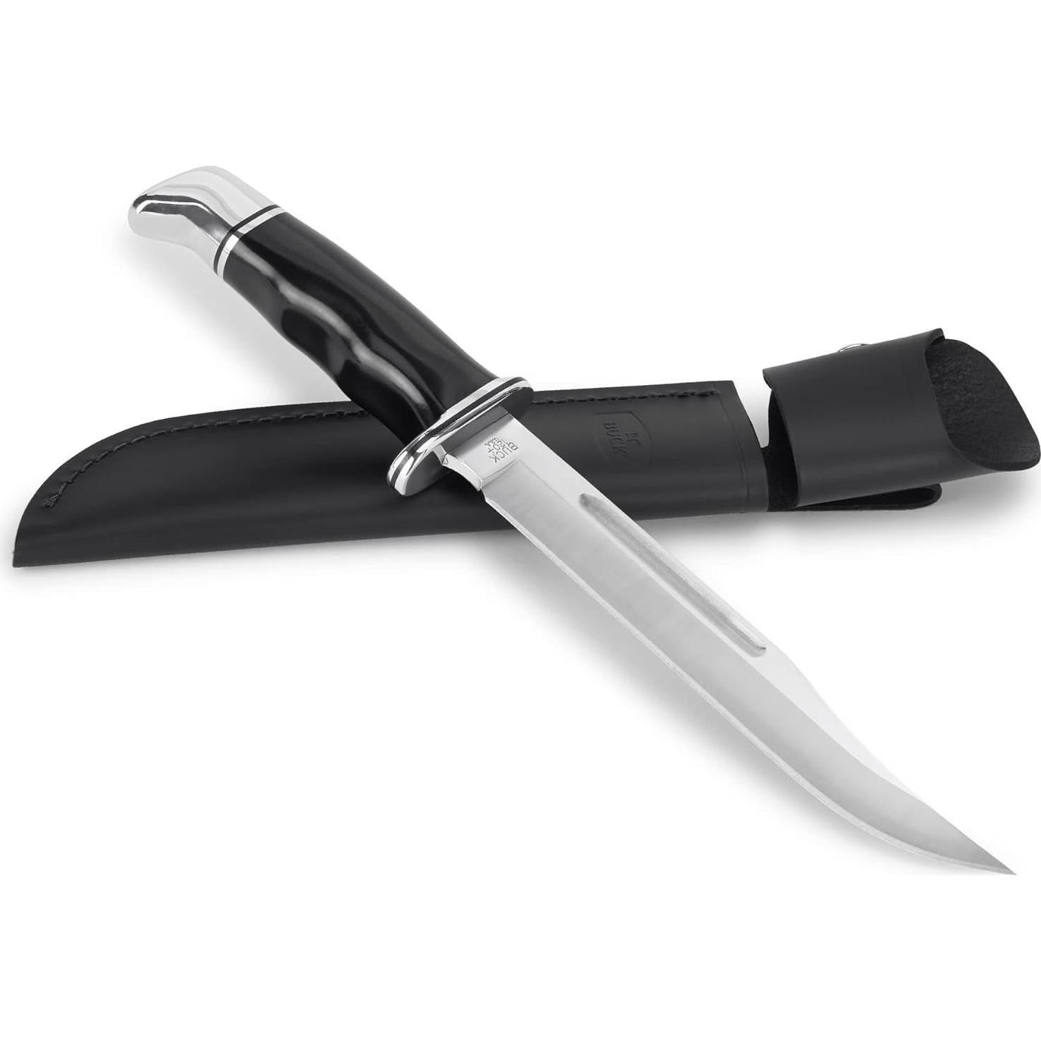 Buck Knives 120 General Hunting Knife, 7-3/8" Fixed Blade, Full Tang Design, Phenolic Handle, 420HC Stainless Steel Clip Point Blade, Sheath Included, Knife Made in the USA, 8.3 oz