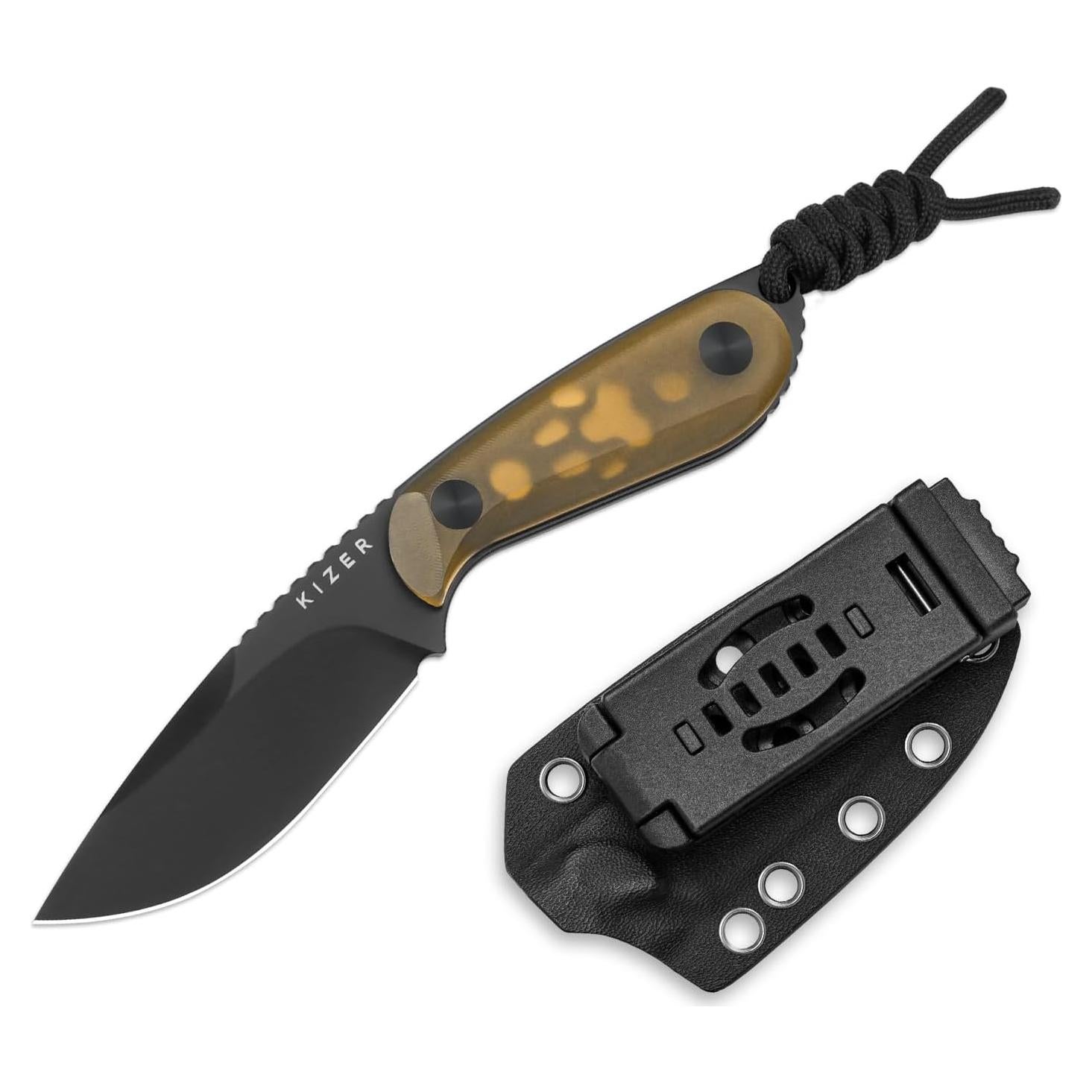 Cuchillo de Hoja Fija Kizer Buddy 7.6cm Nitro-V PEI Amarillo