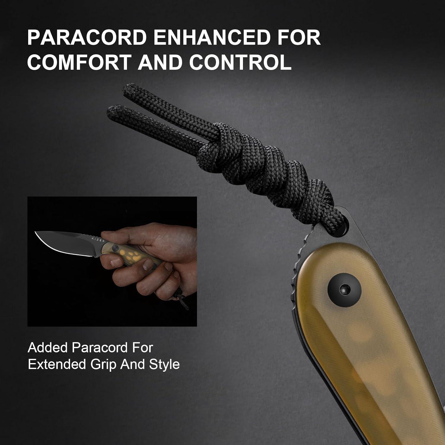 Cuchillo de Hoja Fija Kizer Buddy 7.6cm Nitro-V PEI Amarillo