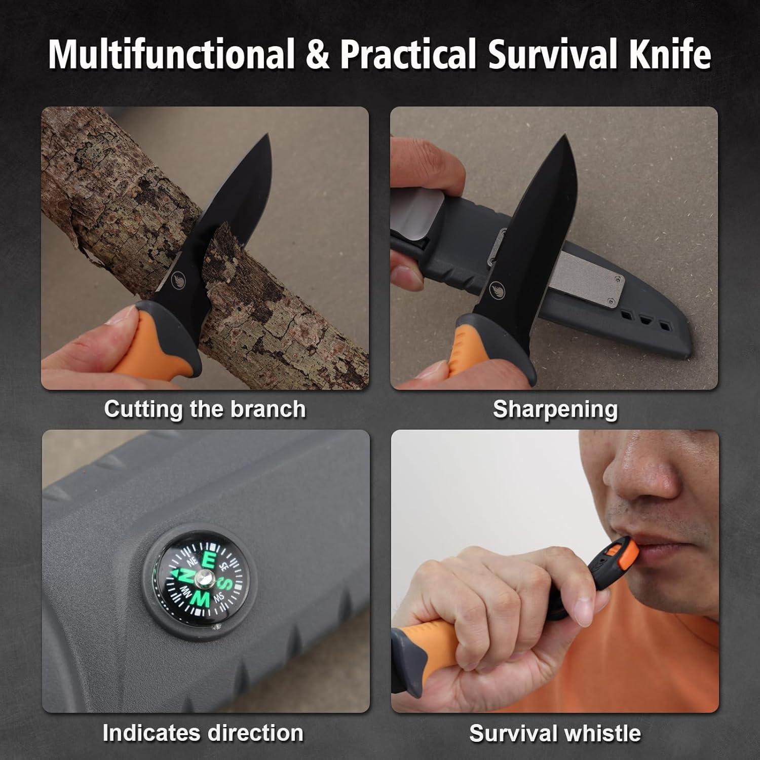 Cuchillo de Caza Fijo CHI SHANG con Funda y Accesorios