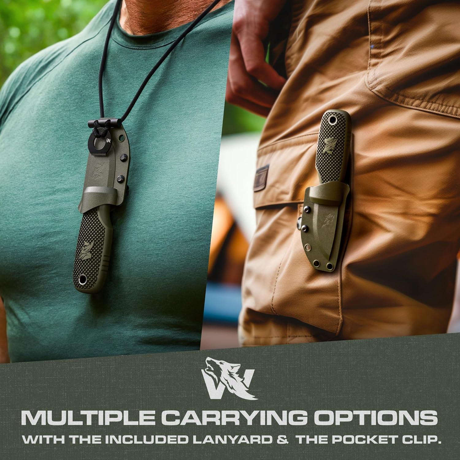 Cuchillo de Cuello EDC Odenwolf W-MINI 2 Verde con Funda
