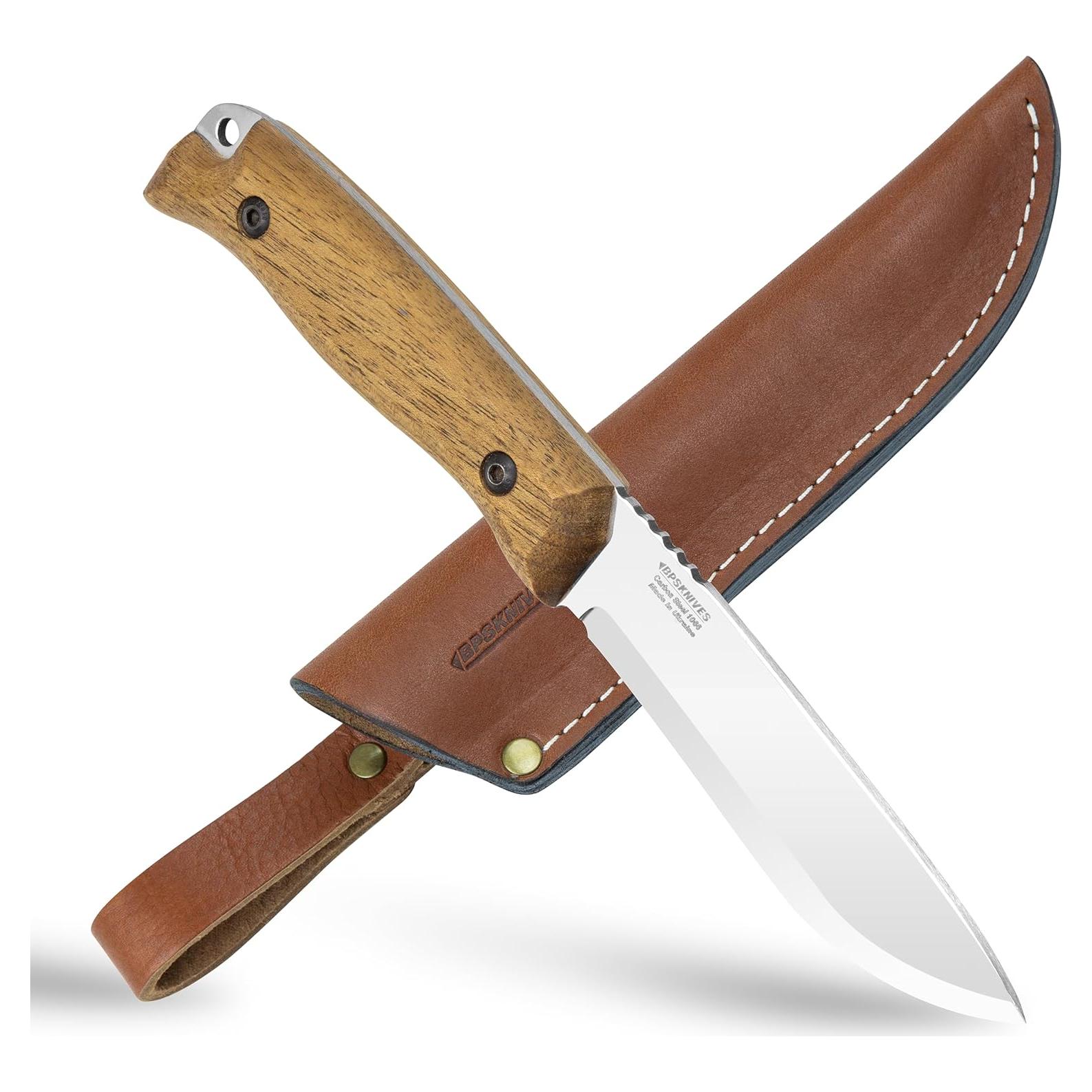 Cuchillo de Caza BPS HK1S de Acero Carbono con Funda de Cuero