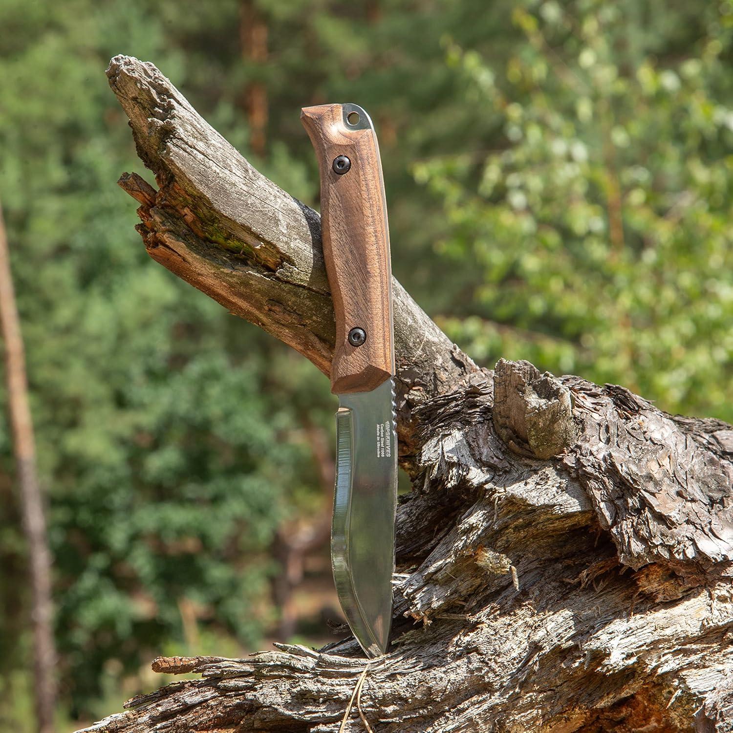 Cuchillo de Caza BPS HK1S de Acero Carbono con Funda de Cuero