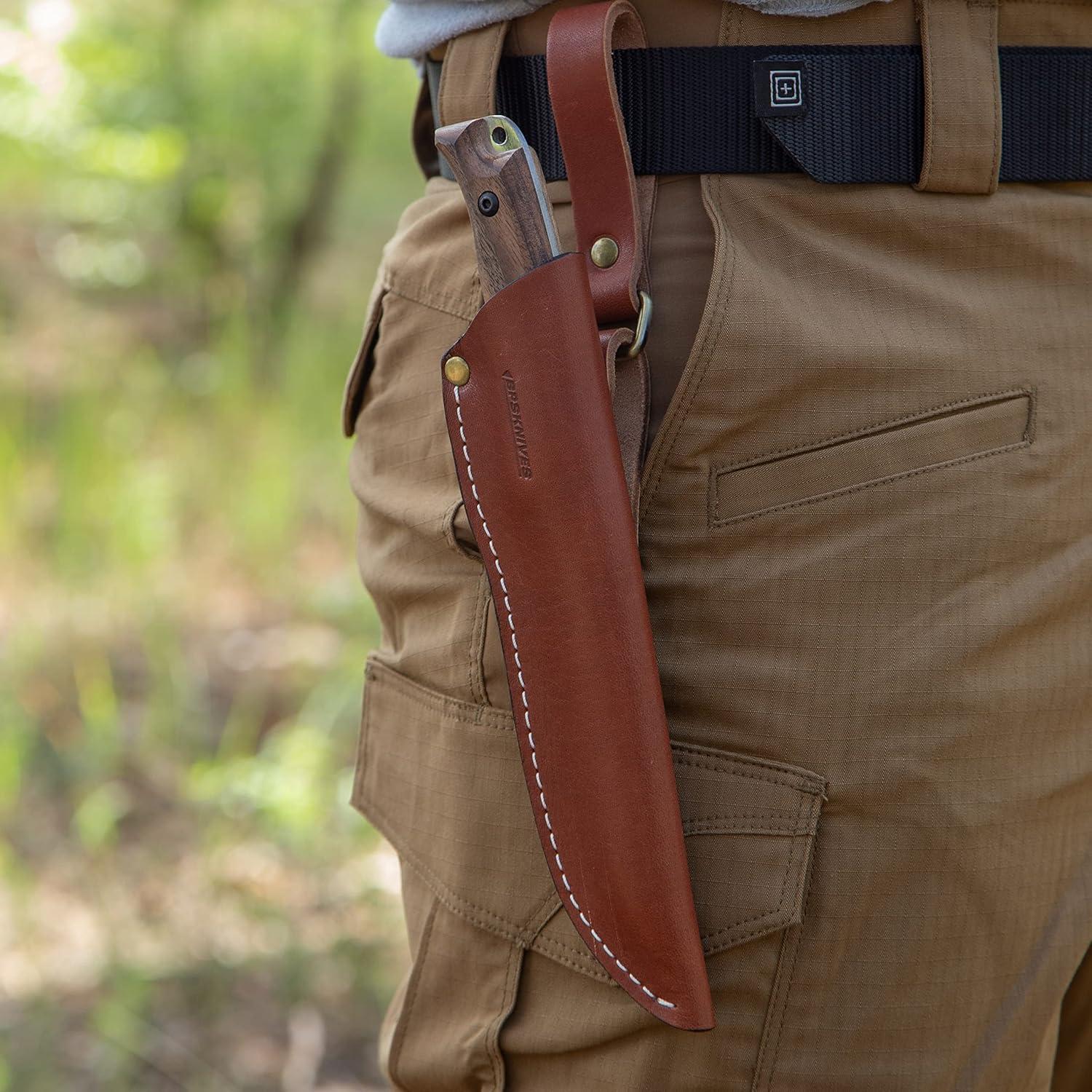 Cuchillo de Caza BPS HK1S de Acero Carbono con Funda de Cuero