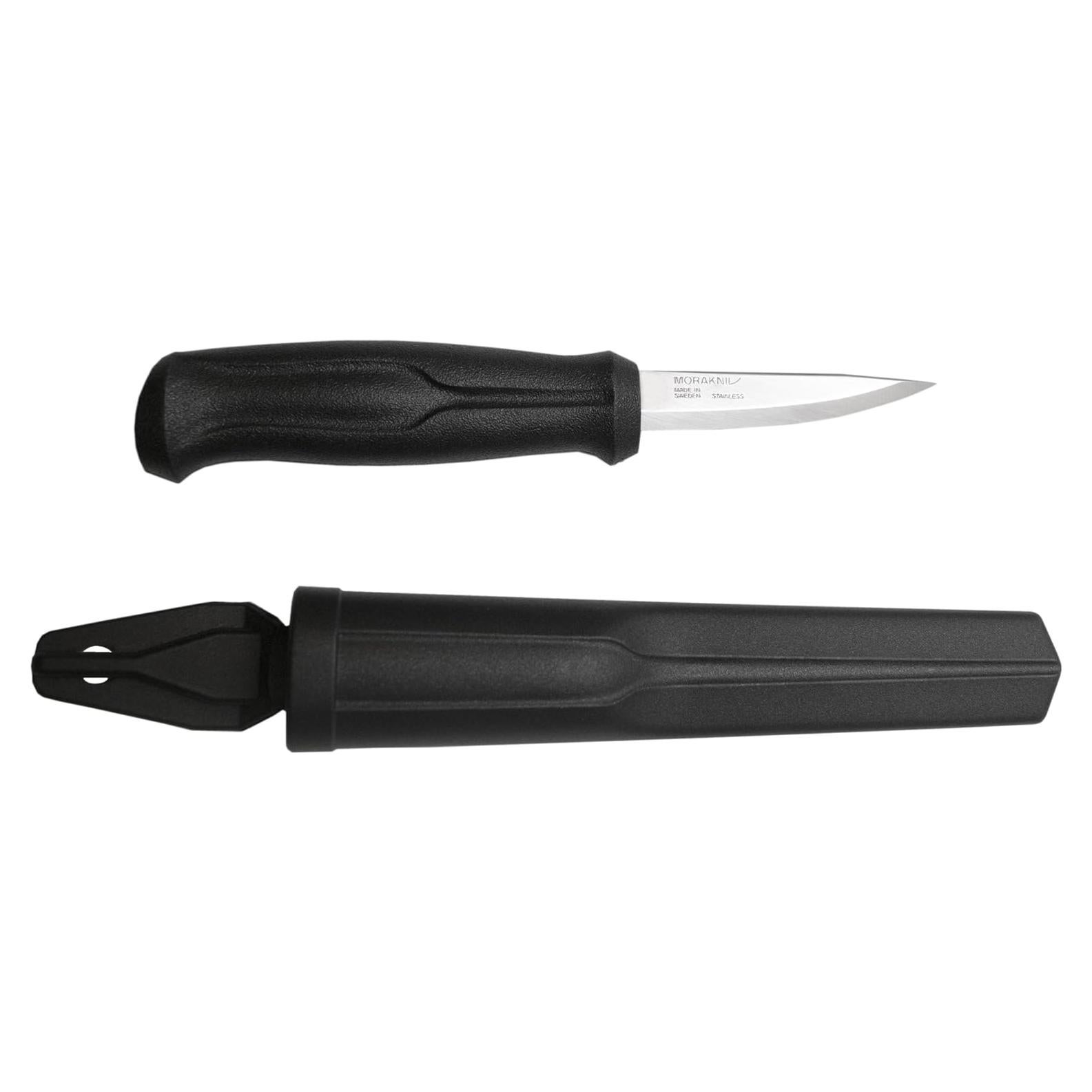Cuchillo de Tallado Morakniv Basic 80mm Acero Inoxidable con Funda