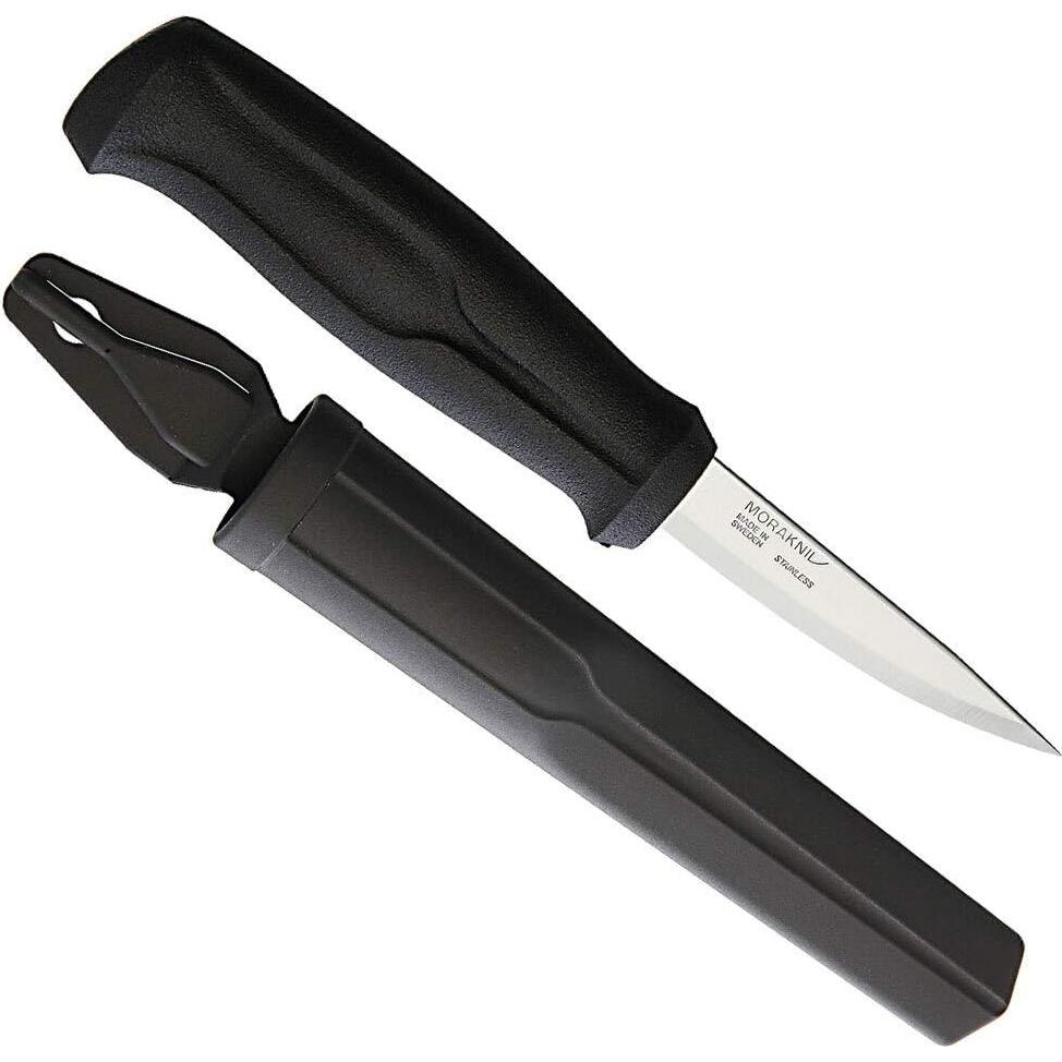 Cuchillo de Tallado Morakniv Basic 80mm Acero Inoxidable con Funda