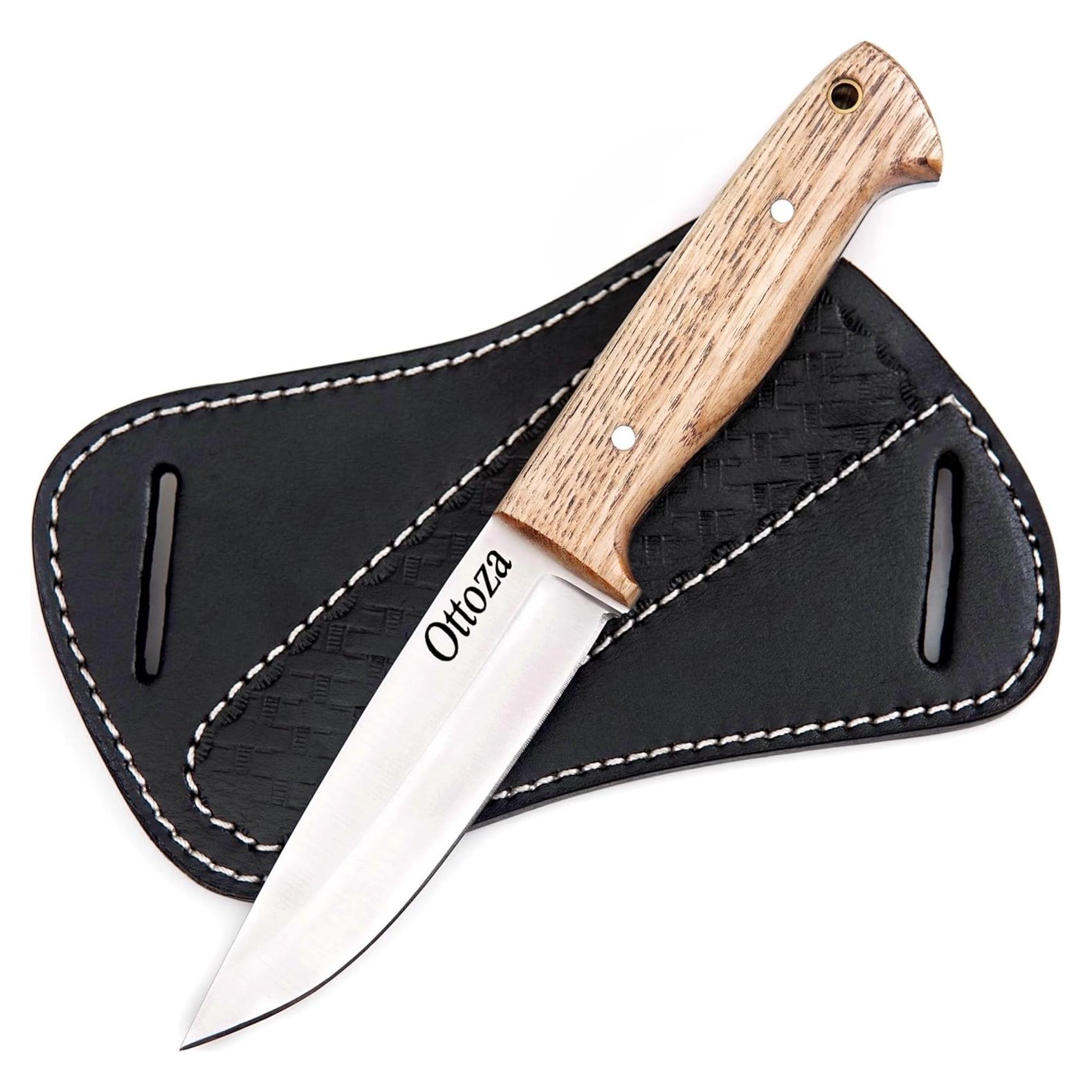 Cuchillo de Bushcraft Ottoza 394 con Mango de Madera de Fresno